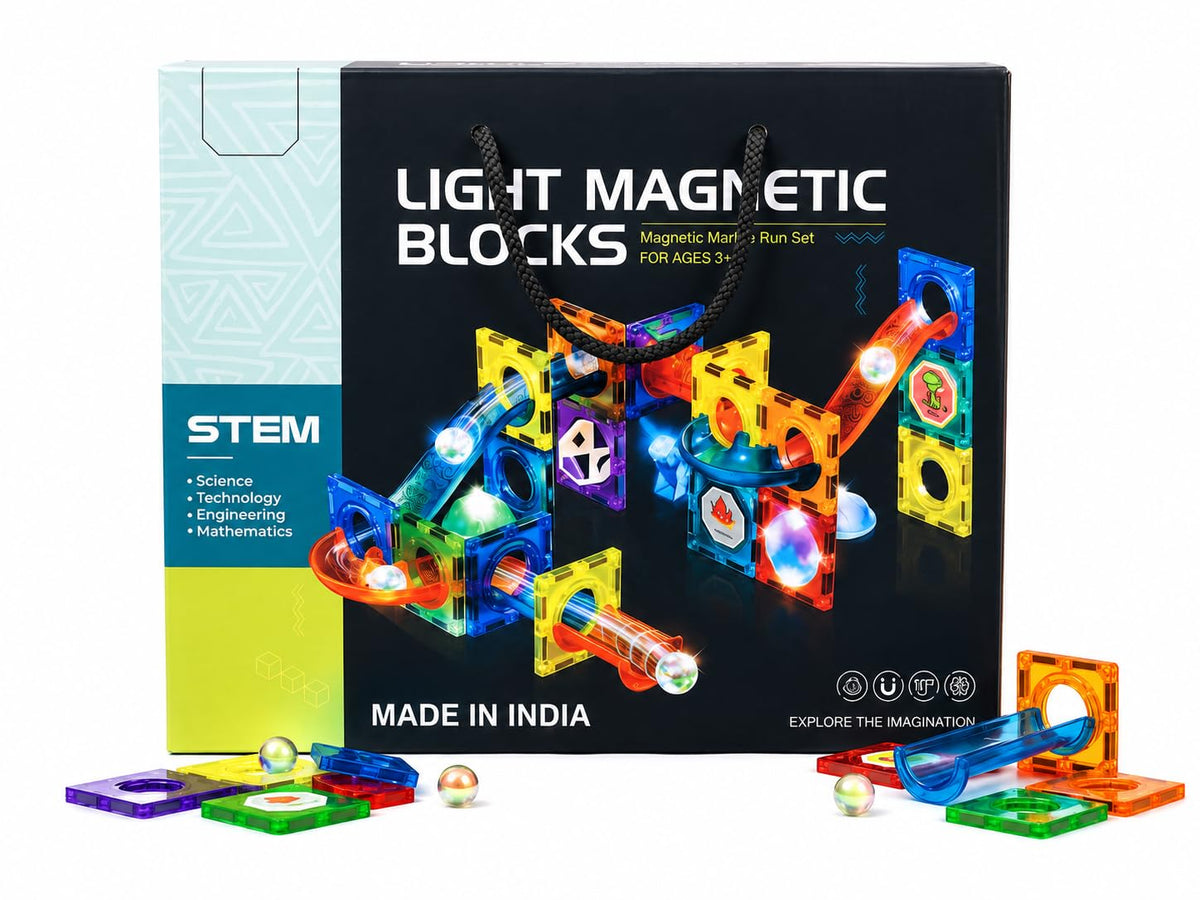 34 piece Light Magnetic Tiles- Building Blocks for Kids 3D STEAM Educational Toys, Magnetic Marble Run/Toys for Kids Age 3 +Year Old Boys Girls Creative Gift (34 Pcs Magnetic Tiles)
