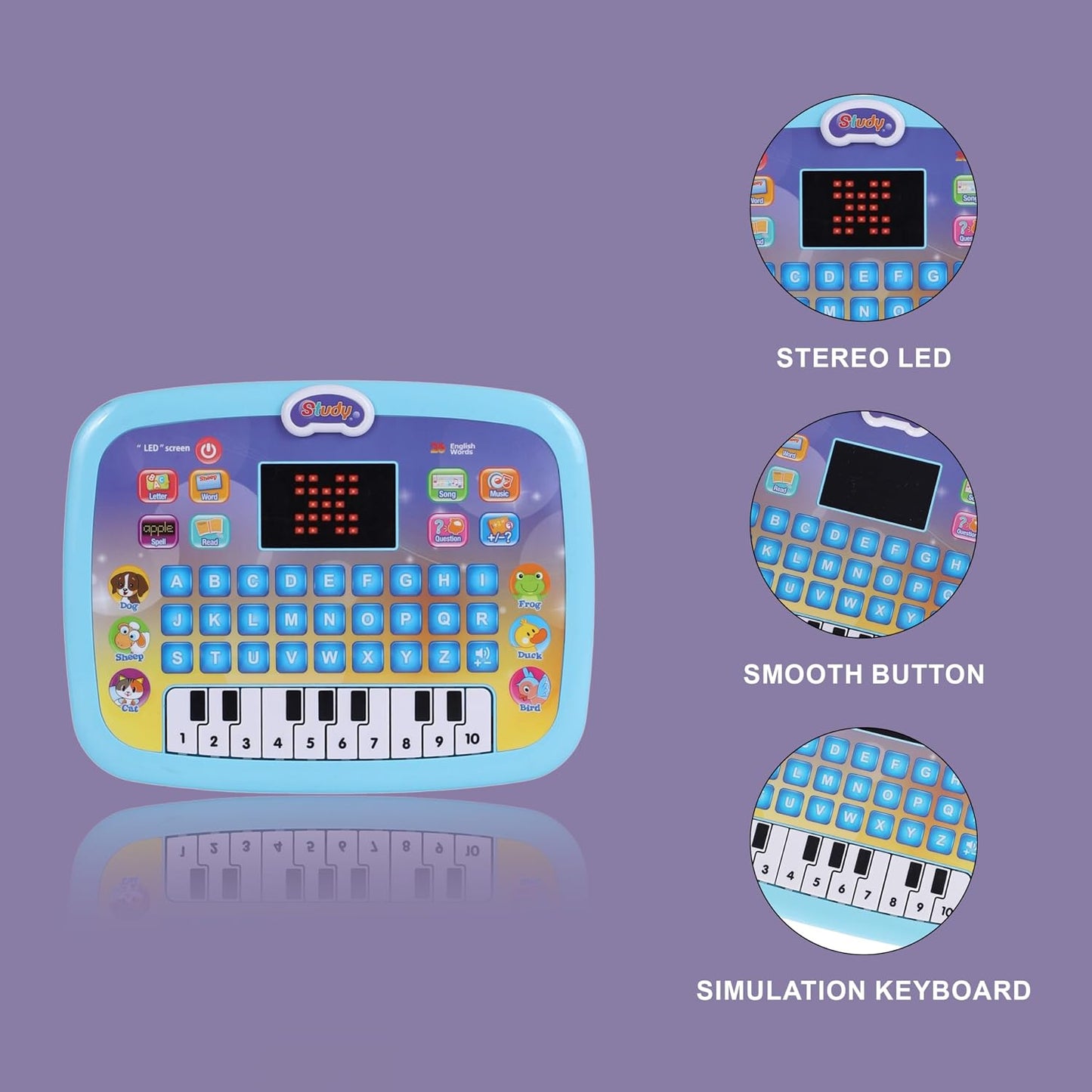 Kids Piano and Learning Laptop Toy with LED Screen