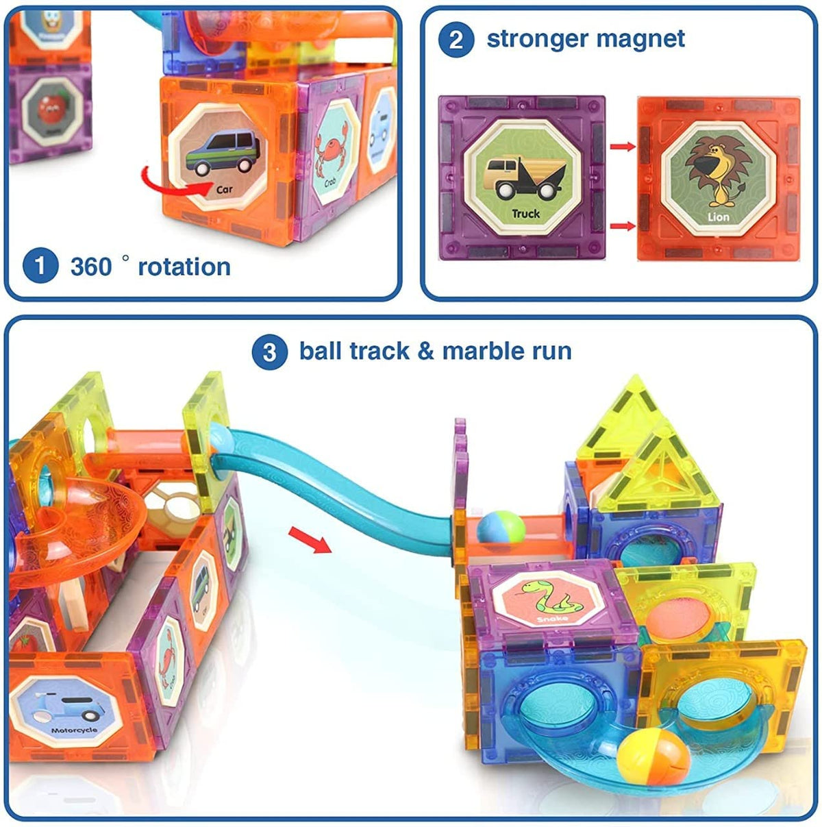 34 piece Light Magnetic Tiles- Building Blocks for Kids 3D STEAM Educational Toys, Magnetic Marble Run/Toys for Kids Age 3 +Year Old Boys Girls Creative Gift (34 Pcs Magnetic Tiles)