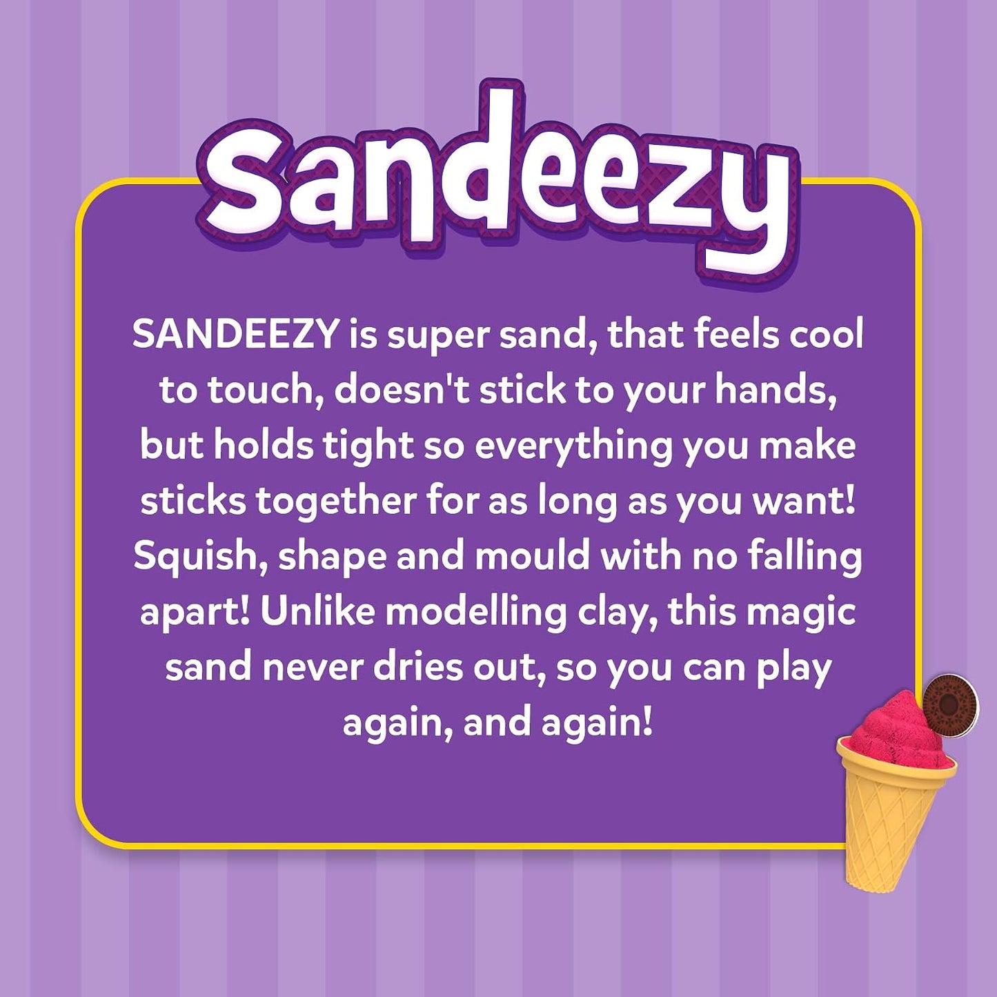Skillmatics Sandeezy Pretend Play – Ice Cream Parlour, Mess-Free Sand Set | Sensory Toy with Moulds, Tools & Toppings for Kids, Non-Toxic, Indoor Activity, Screen-Free Gift for Ages 3, 4, 5, 6, 7