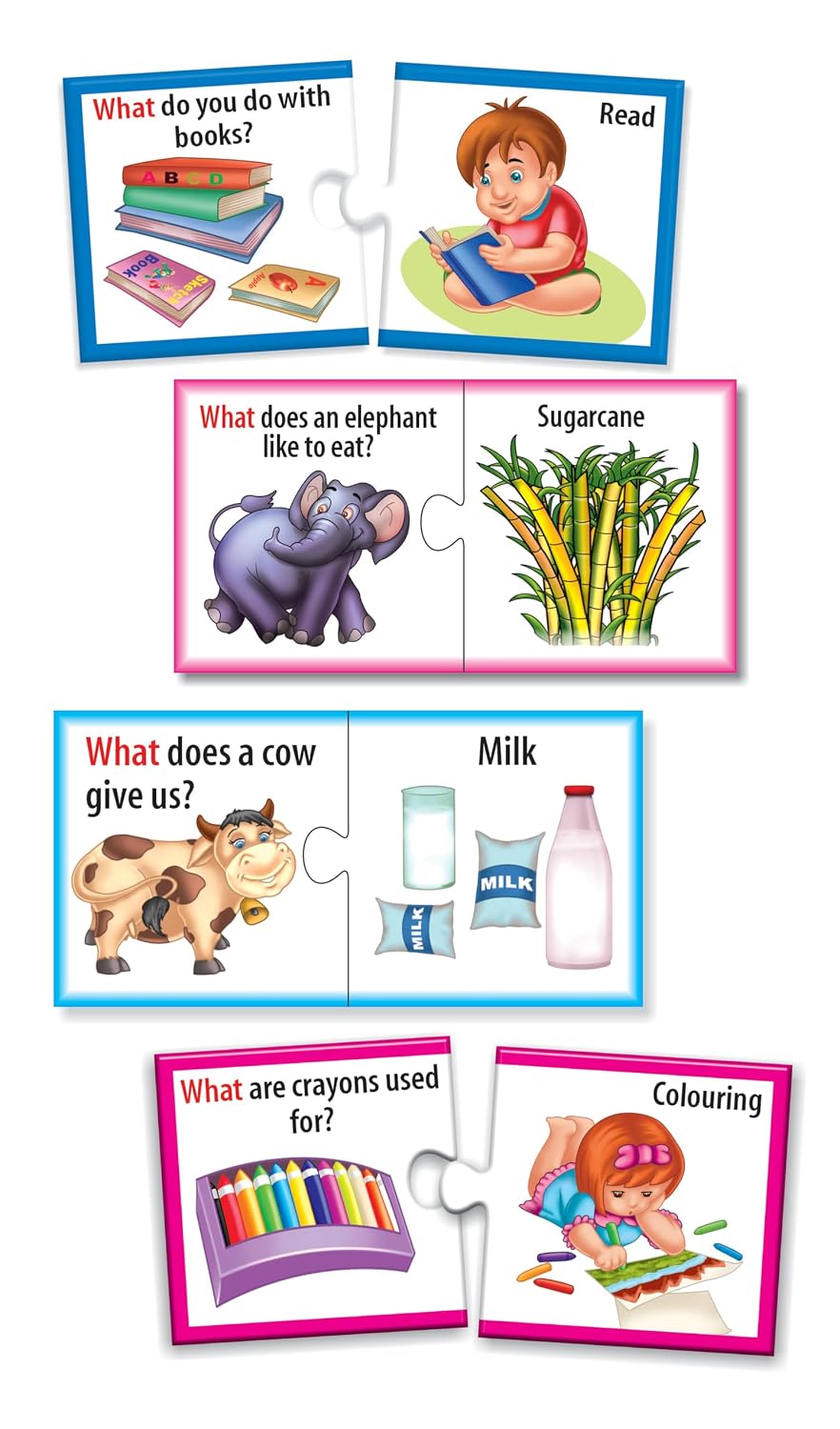 Creative's Wh Questions Series - Let's Find Out - What? | 27 Self-Correcting Question & Answer Match-Up Puzzles | Early Reading, Vocabulary & Language Development Educational Toy for Kids Age 4+
