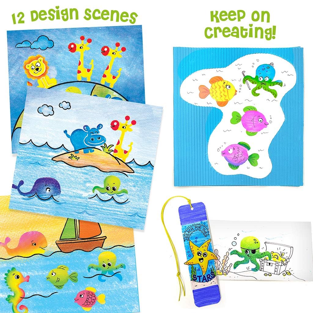 Imagimake Stamp Art Animal Kingdom | Coloring Kit | Kids Age 3+ | 12 reusable animal stamps, 4 dual-tip pens, 12 scenes & 4 templates; stamp, blend & create 16 projects; washable, mess-free