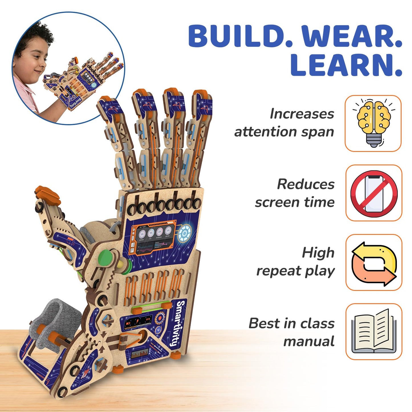 Smartivity Robotic Mechanical Hand STEM Toy for Kids 8-14 | Parents' Choice Award Winner | Superhero STEM Toy | Birthday Gift for Boys & Girls Ages 8,9,10,11,12,13,14