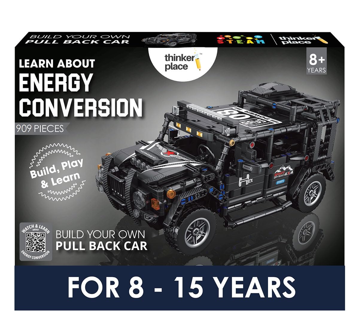 1:14 DIY Blocks Pull-Back Car – Jeep | Big Pull Back Cars | STEM Learning: Learn About Energy Conversion | Educational Toy for Kids 8+