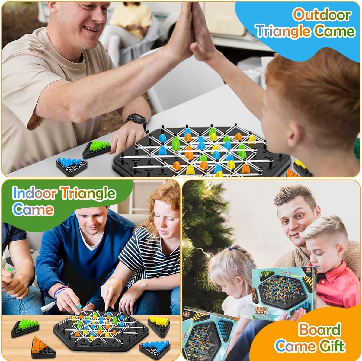 Chain Triangle Chess Game, Rubber Band Puzzle Mind Games for Kids, Board Games for Adults Family 2-4 Players, Brain Treaser Puzzle Strategy Board Game, Gifts for Kids 5+ Years