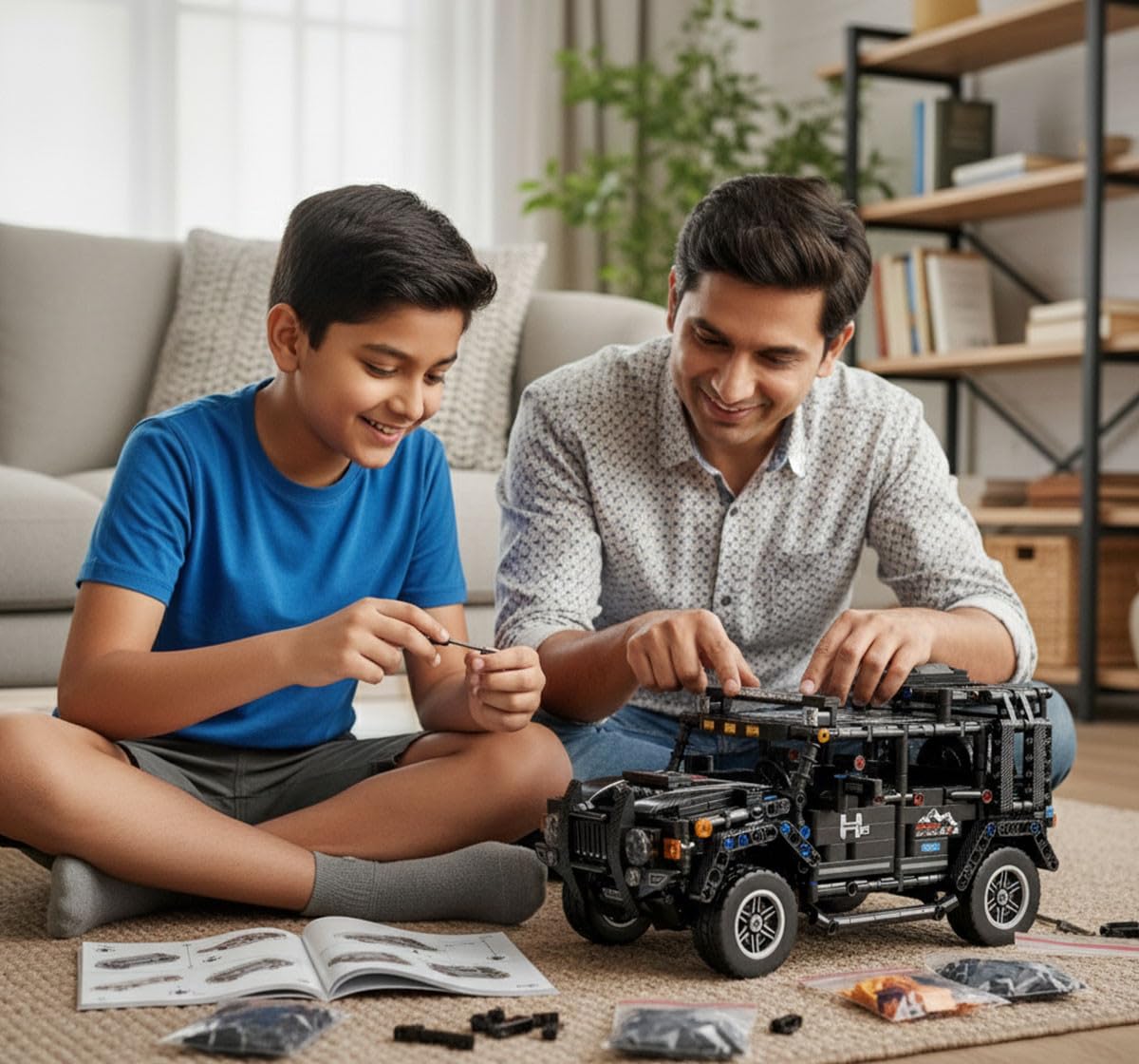 1:14 DIY Blocks Pull-Back Car – Jeep | Big Pull Back Cars | STEM Learning: Learn About Energy Conversion | Educational Toy for Kids 8+