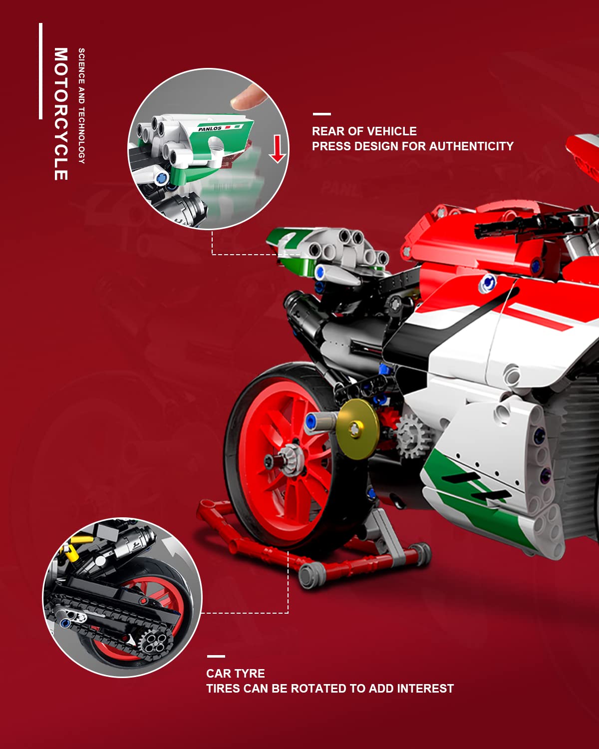 dOvOb Motorcycle V4 Model Building Blocks Set, 803 Pieces, 1:5 Scale, Compatible with Major Brands, Ages 12+