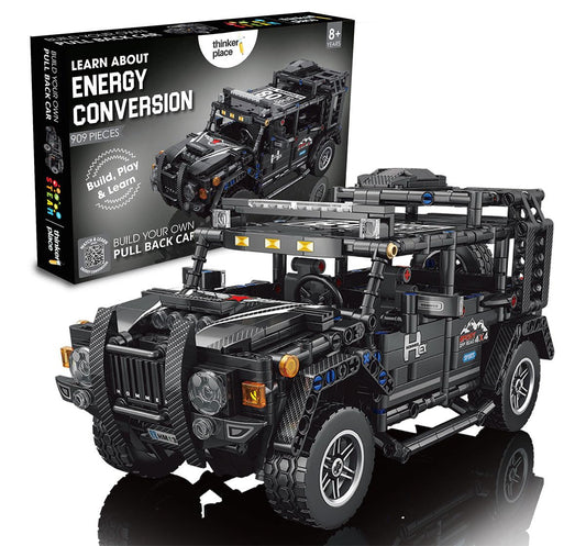 1:14 DIY Blocks Pull-Back Car – Jeep | Big Pull Back Cars | STEM Learning: Learn About Energy Conversion | Educational Toy for Kids 8+