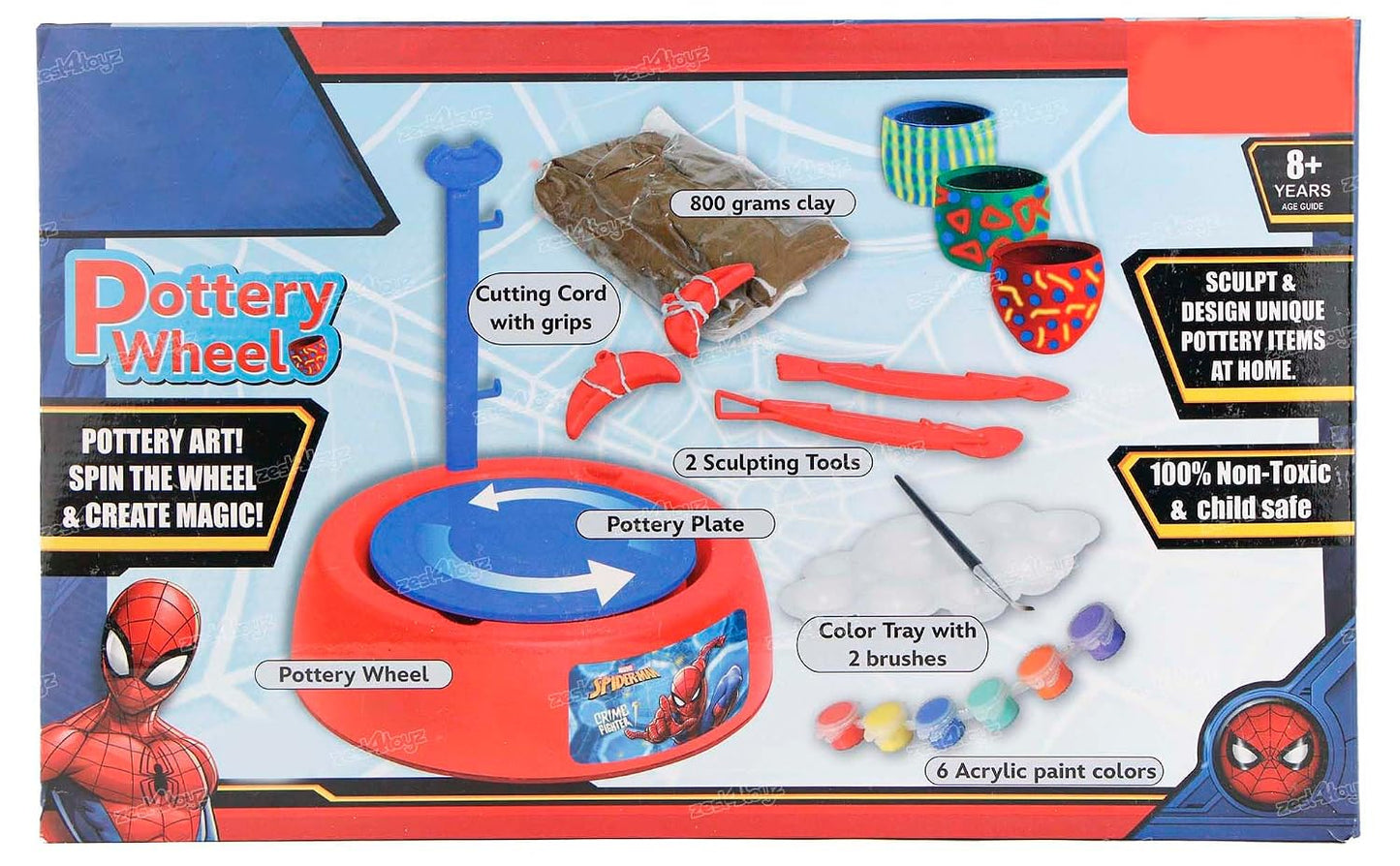 Zest 4 Toyz Pottery Wheel Kit for Kids Battery Operated Toys with Molding Clay Painting Kit & Tools Arts N Crafts Learning and Education Toy for Boys and Girls Multicolor