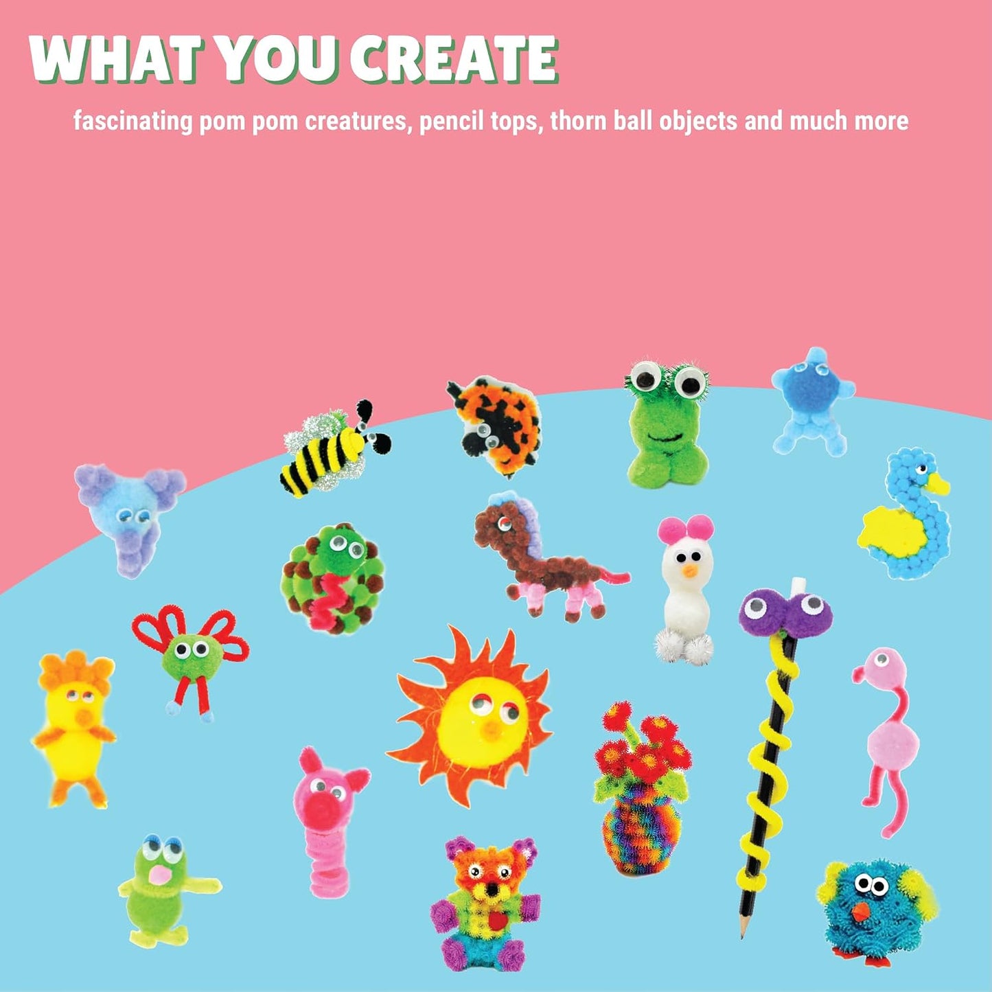 Kalakaram Pom Pom Crafts किट, बच्चों के लिए DIY फन एक्टिविटी, बच्चों के लिए DIY हॉबी क्राफ्ट्स, बच्चों के लिए DIY हॉबी क्राफ्ट्स, पोम पोम एक्टिविटी किट, बच्चों के लिए मल्टी कलर, आर्ट क्राफ्ट किट, 270