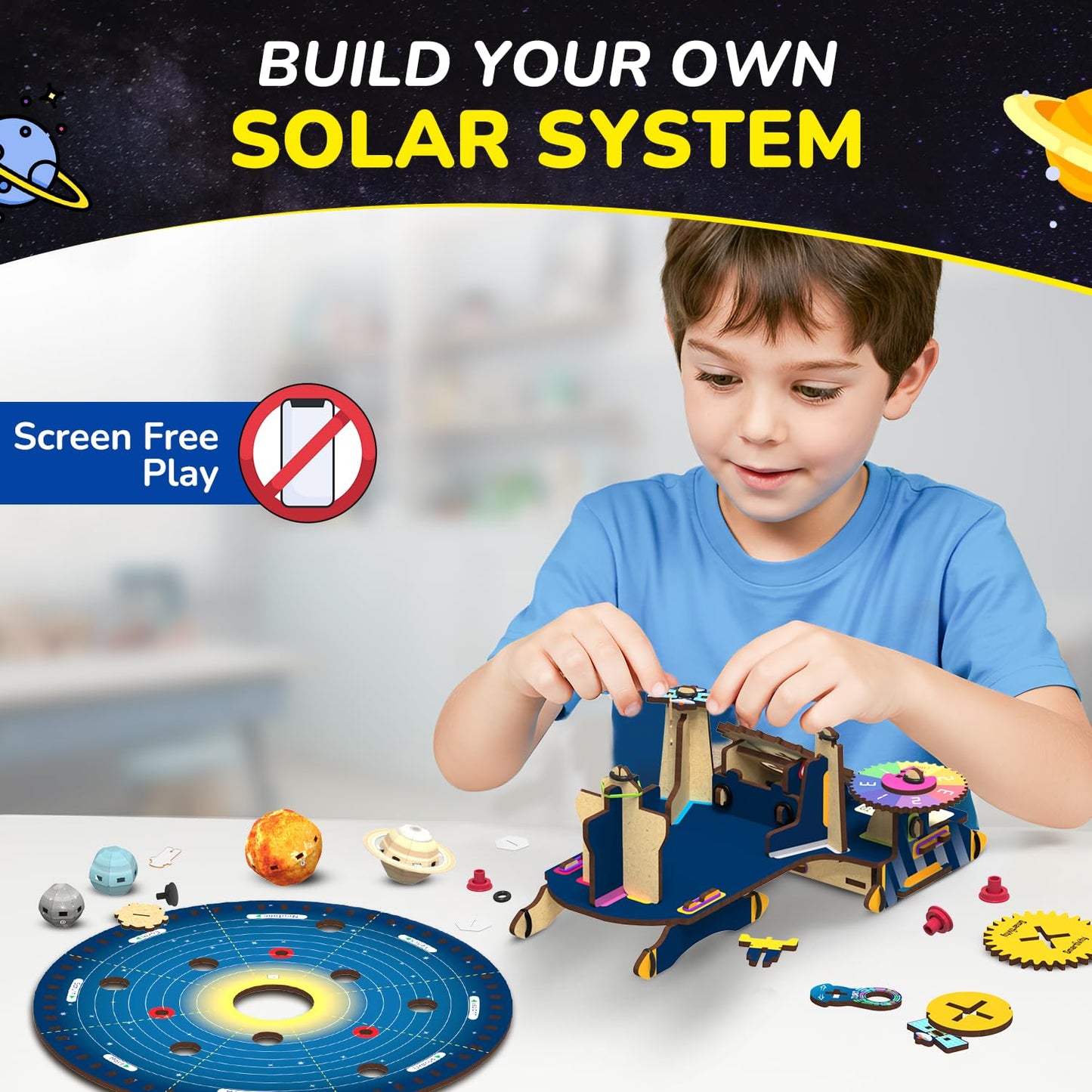 Smartivity DIY Solar System Kit - Gear-Driven Planet Model for Kids 8-14 | Build, Rotate & Explore the Planets | Learn Solar System & Science Facts | Birthday Gift for Boys & Girls 8-14 Years