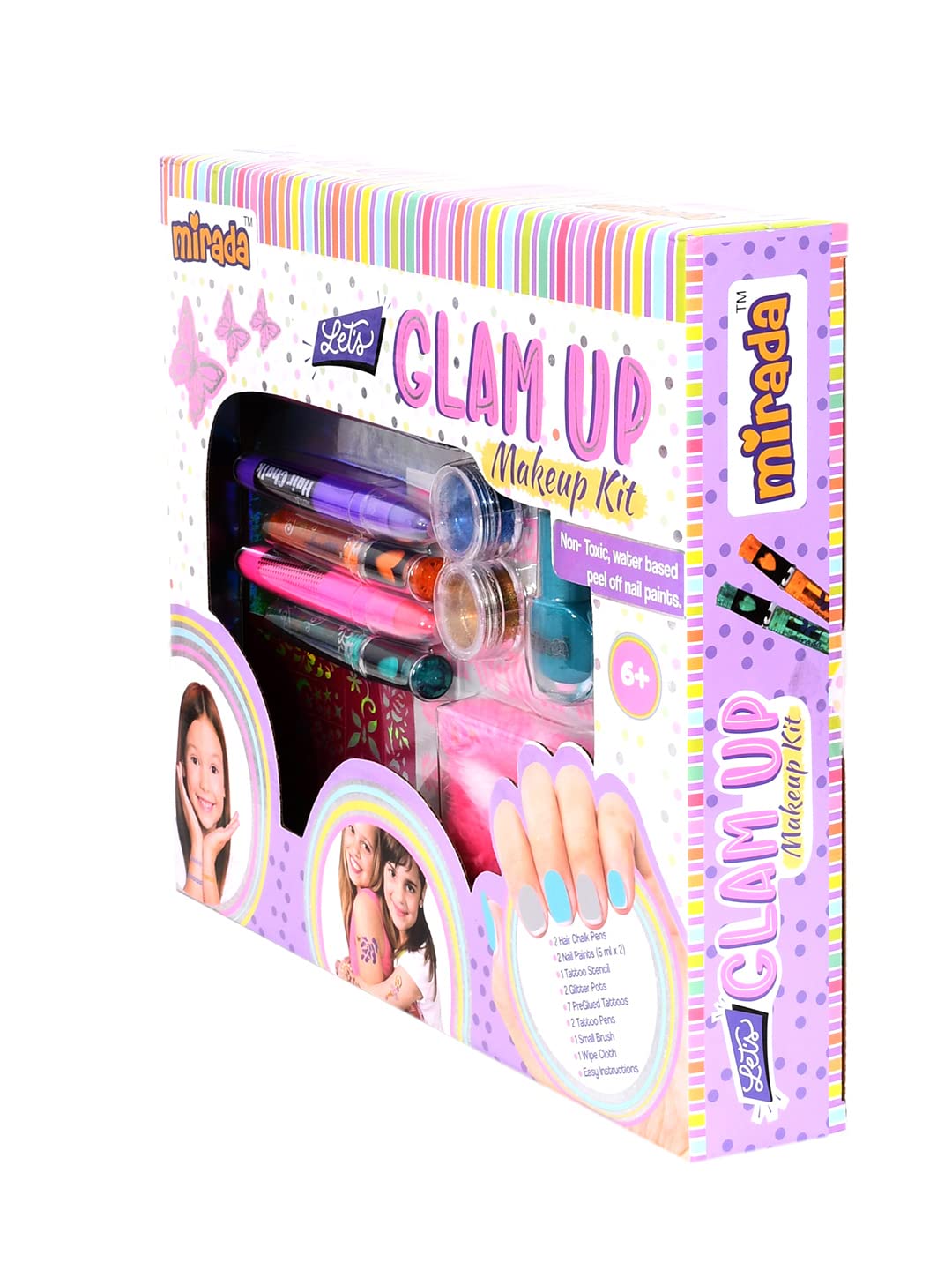 Mirada Lets Glam Up Nail Art Kit for Girls | Ultimate Return/Birthday Gift | Includes Hair Chalk, Tattoo Pen, Nail Polish & Glitter Accessories