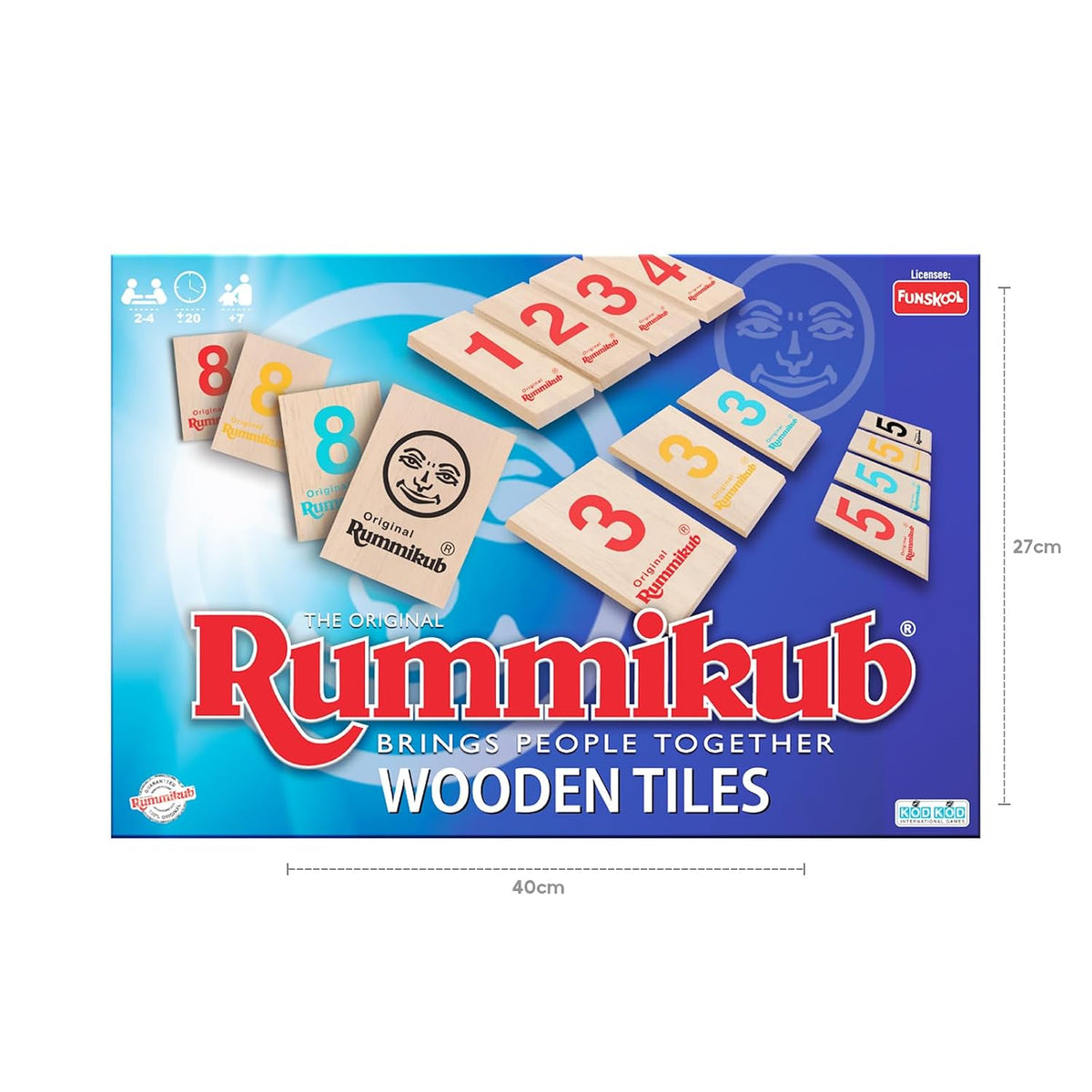 Funskool Games Rummikub Wooden Tiles, 2-4 Players, Strategy Game for Kids and Adults, Fun Family Game, Ages: 7 Years+