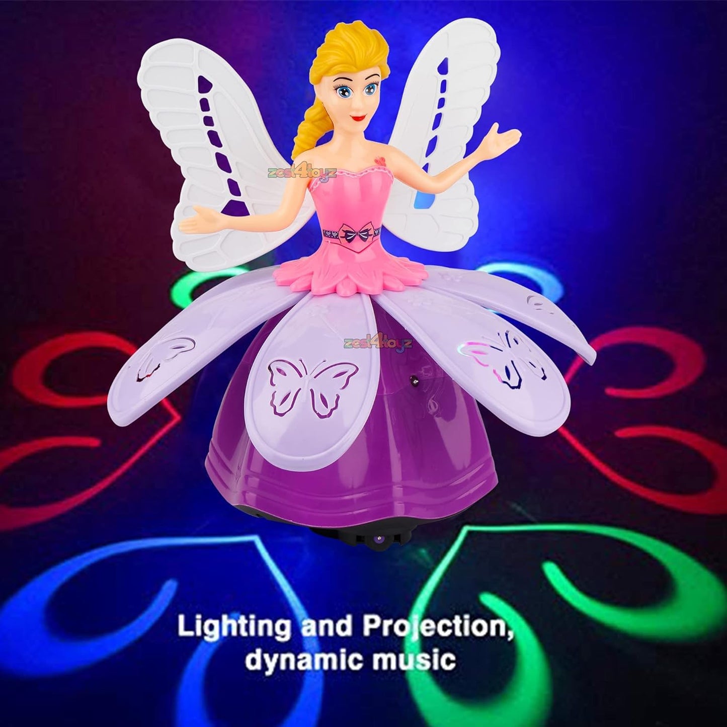 Dancing Doll Princess Musical 360 Degree Rotating Angel Girl Flashing Lights with Music Sound Toy for Kids (Pink Angle Doll) Random Design Dispatch