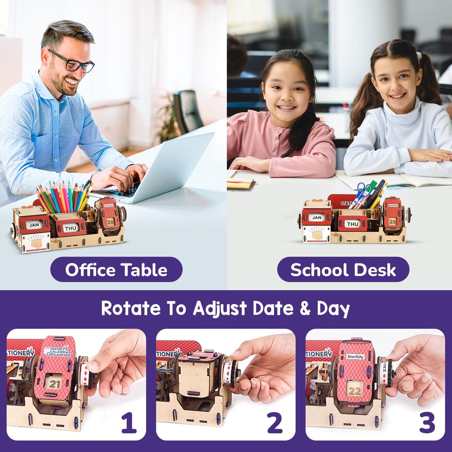 Smartivity DIY Infinity Calendar & Organizer for Kids 8-14 Years | Stationery Organiser with Infinity Calendar | STEM Science Toy | Birthday Gift for Girls & Boys 8-14 Years