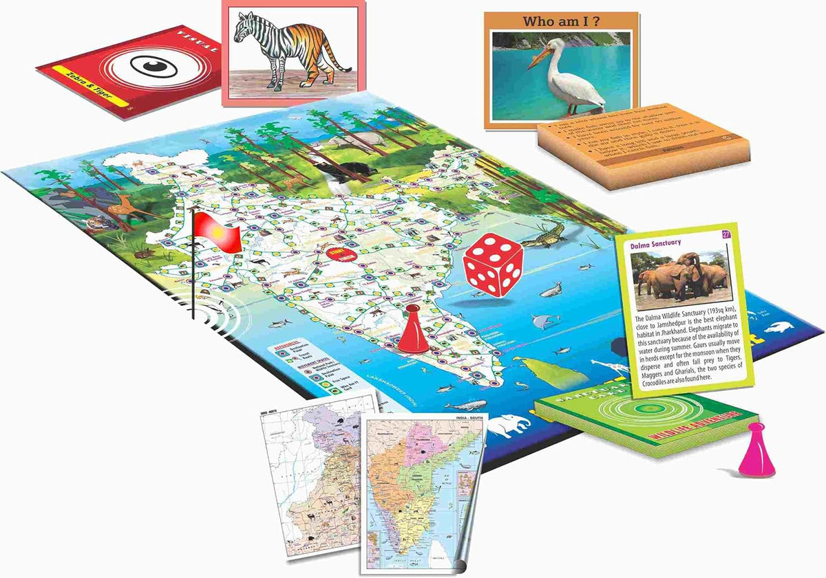 Creative’s Indian Wildlife Adventure, Educational Board Games for Kids, Learn India’s Animals, National Parks & Wildlife Sanctuaries, Educational Geography & GK Family Game, 2–4 Players, Age 8+