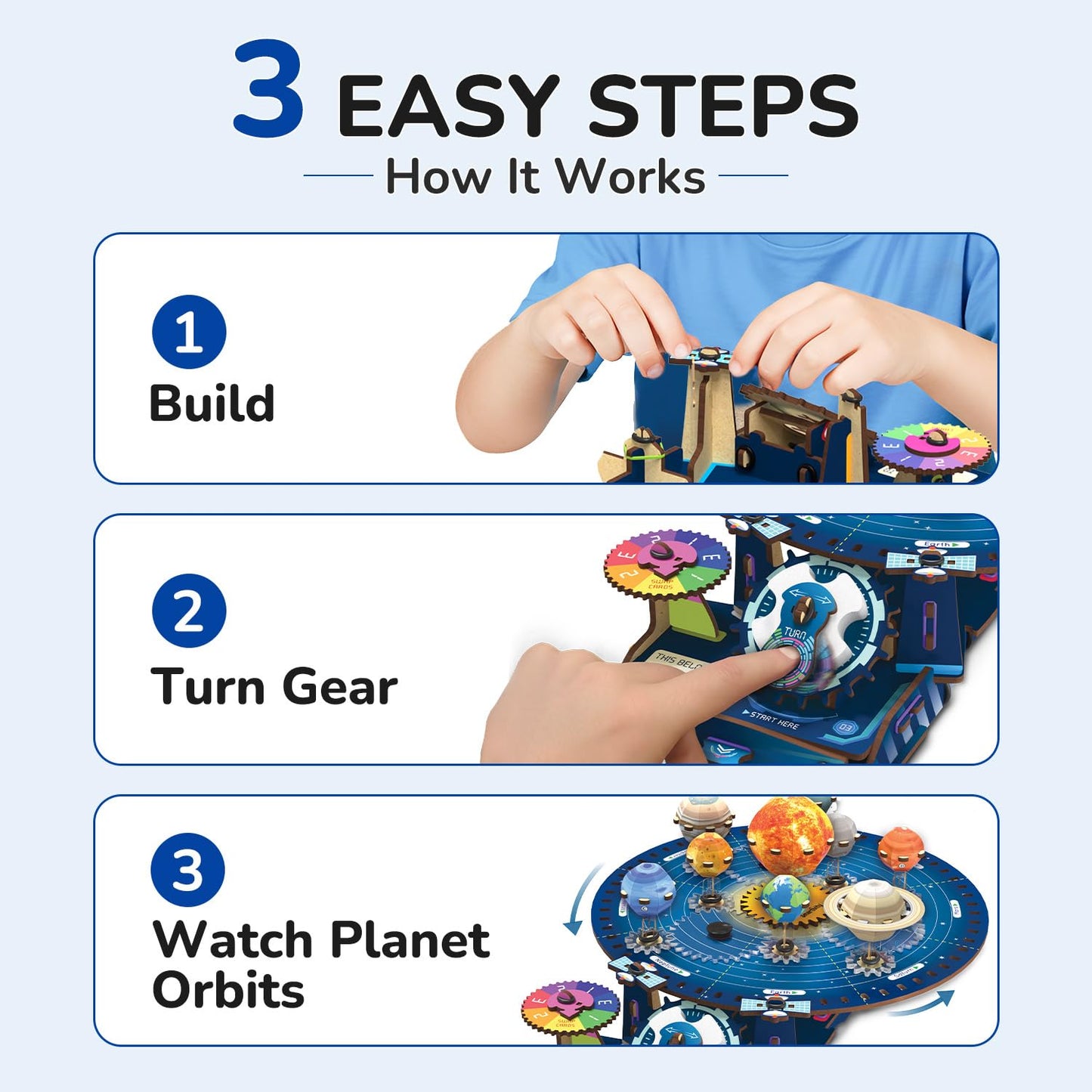 Smartivity DIY Solar System Kit - Gear-Driven Planet Model for Kids 8-14 | Build, Rotate & Explore the Planets | Learn Solar System & Science Facts | Birthday Gift for Boys & Girls 8-14 Years