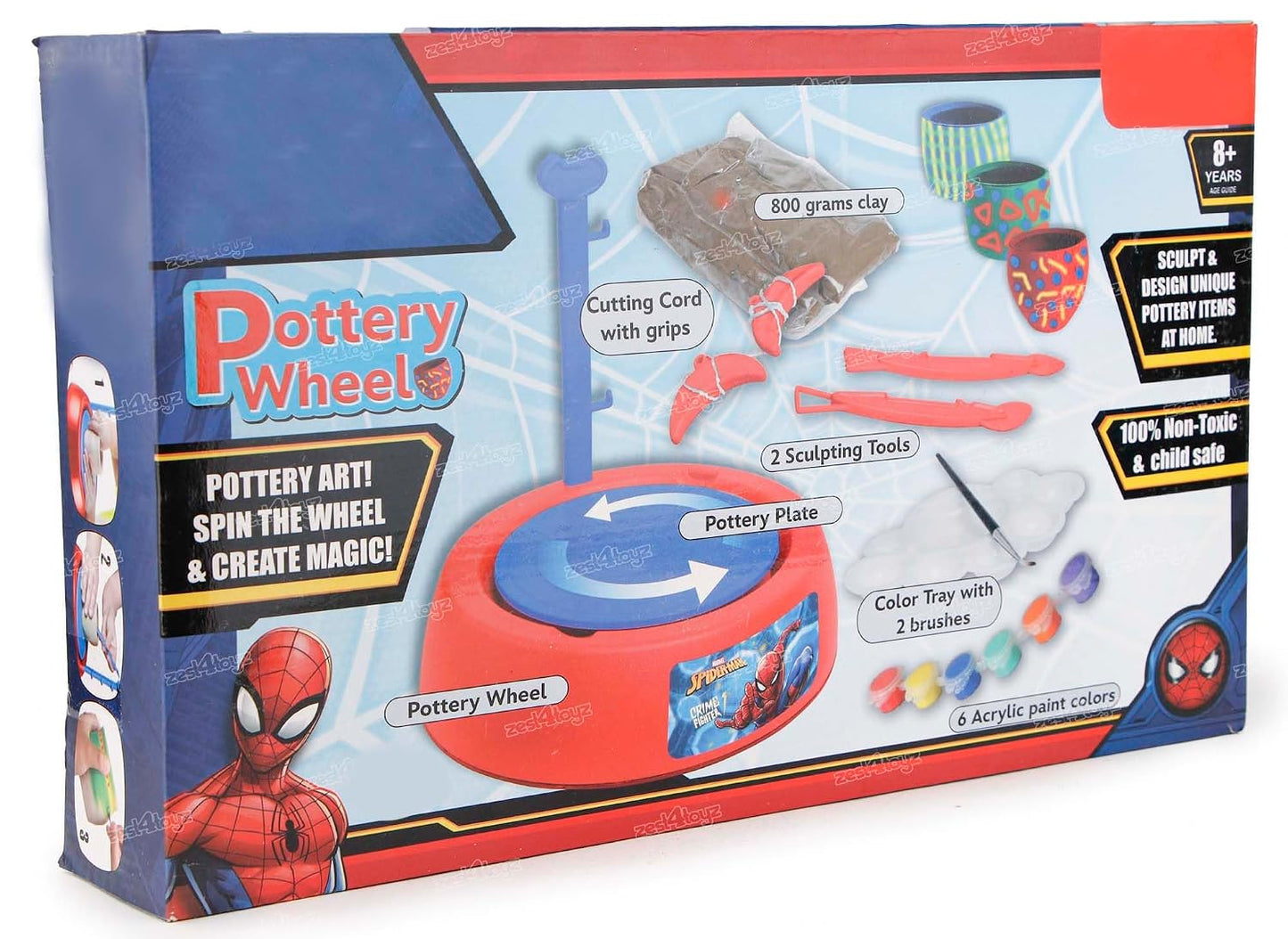 Zest 4 Toyz Pottery Wheel Kit for Kids Battery Operated Toys with Molding Clay Painting Kit & Tools Arts N Crafts Learning and Education Toy for Boys and Girls Multicolor