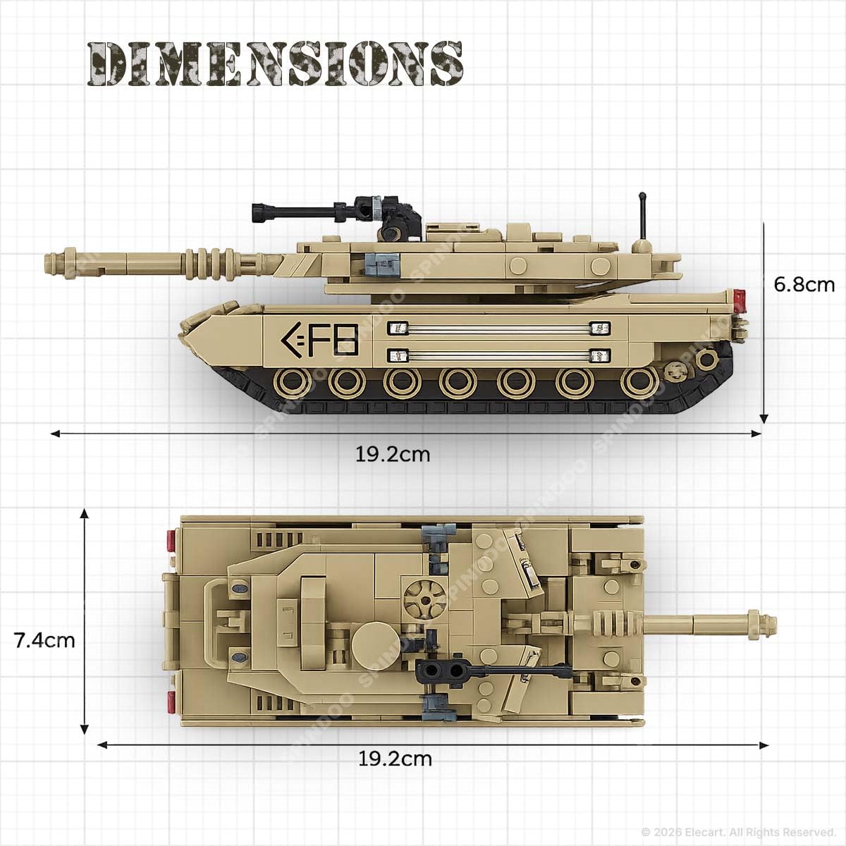 406 PCS Military M1A2 Main Battle Tank Building Block Set | Army Weapon Tank Model Brick Toy | Compatible Construction Bricks | Educational DIY Building Toy Gift for Kids Boys