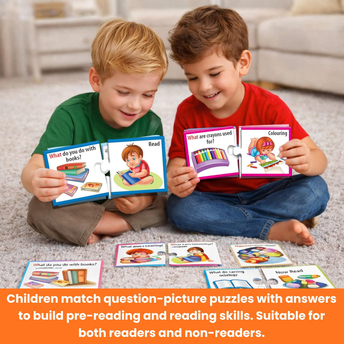 Creative's Wh Questions Series - Let's Find Out - What? | 27 Self-Correcting Question & Answer Match-Up Puzzles | Early Reading, Vocabulary & Language Development Educational Toy for Kids Age 4+