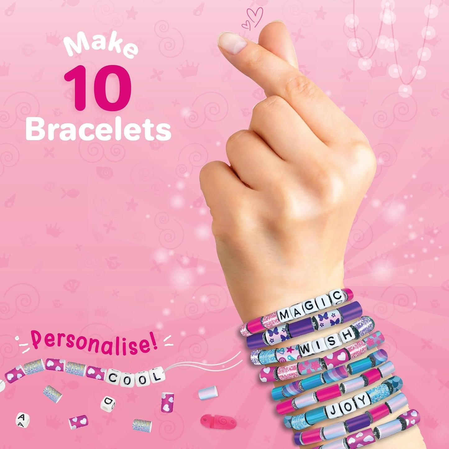 Imagimake Spin n Pop Bracelet Kit | Bracelet Maker for Girls Age 8+ | Patented Spin n Pop bracelet maker: make 10 bracelets with 100+ foil beads, 50 alphabet beads & knot-free clasps