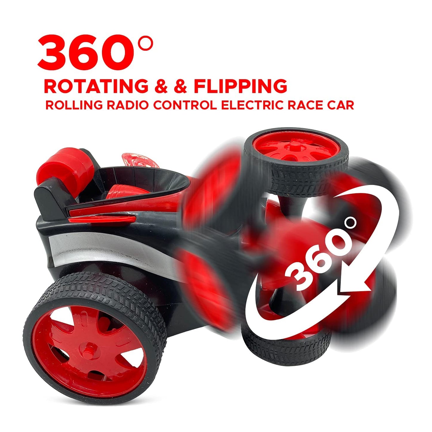 Remote Control Car RC Stunt Car Vehicle 360 Rotating Rolling Race Car, Kids Gifts  Red