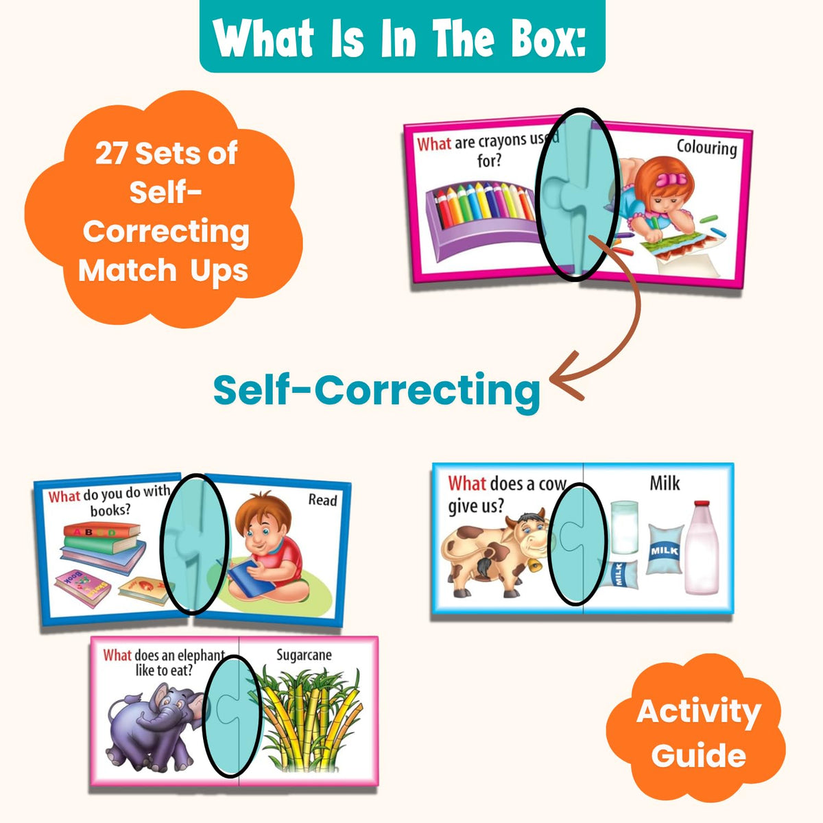 Creative's Wh Questions Series - Let's Find Out - What? | 27 Self-Correcting Question & Answer Match-Up Puzzles | Early Reading, Vocabulary & Language Development Educational Toy for Kids Age 4+