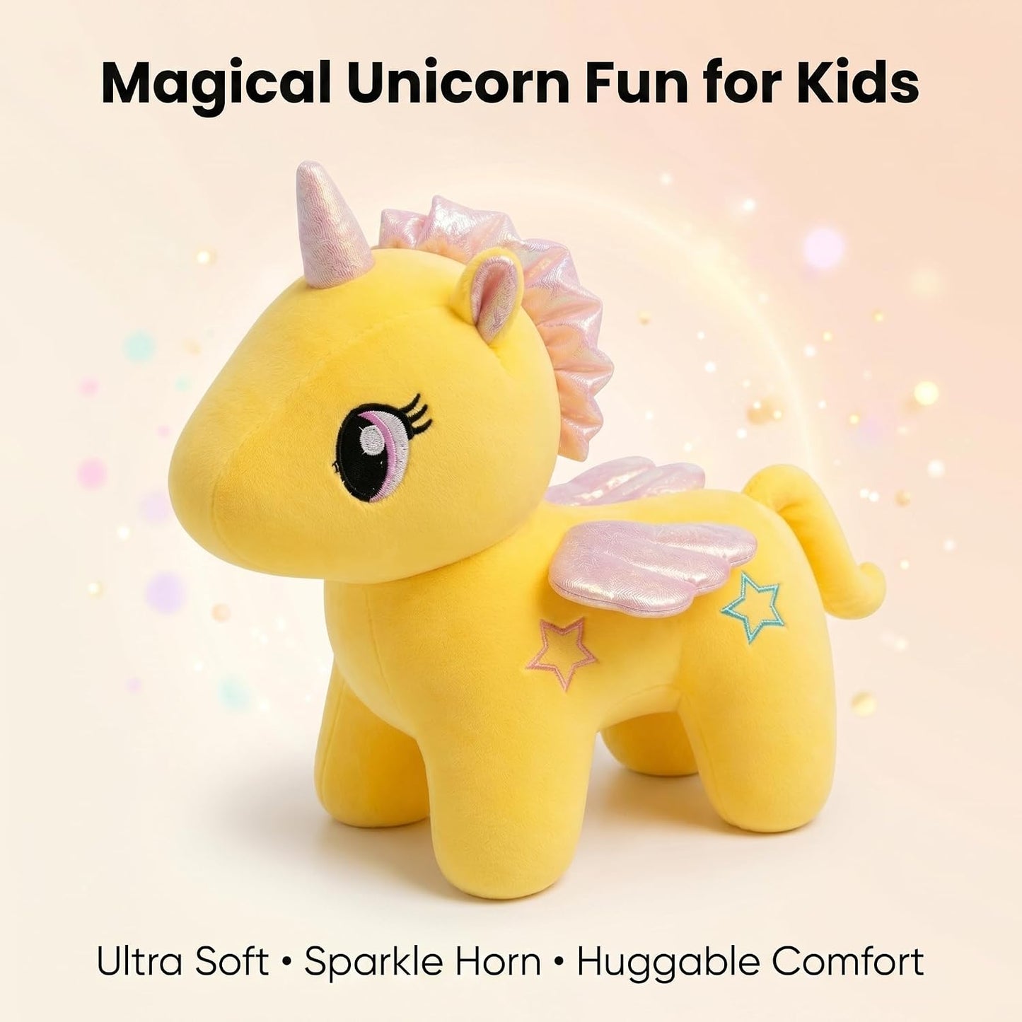 Unicorn Plush Soft Toy for Kids (25 cm) | Ultra Soft Cute Unicorn with Sparkle Horn & Wings | Huggable Gift Toy for Boys & Girls