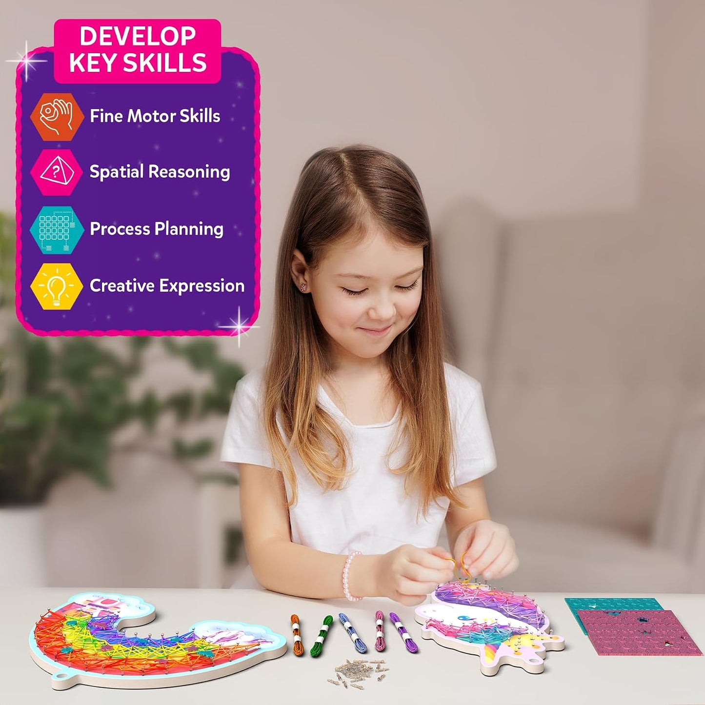 Skillmatics String Art Activity – Unicorn Magic, Mess-Free Art for Kids | Craft Kits & Supplies, DIY Decor & Creative Activity, Gifts for Girls & Boys Ages 6–12
