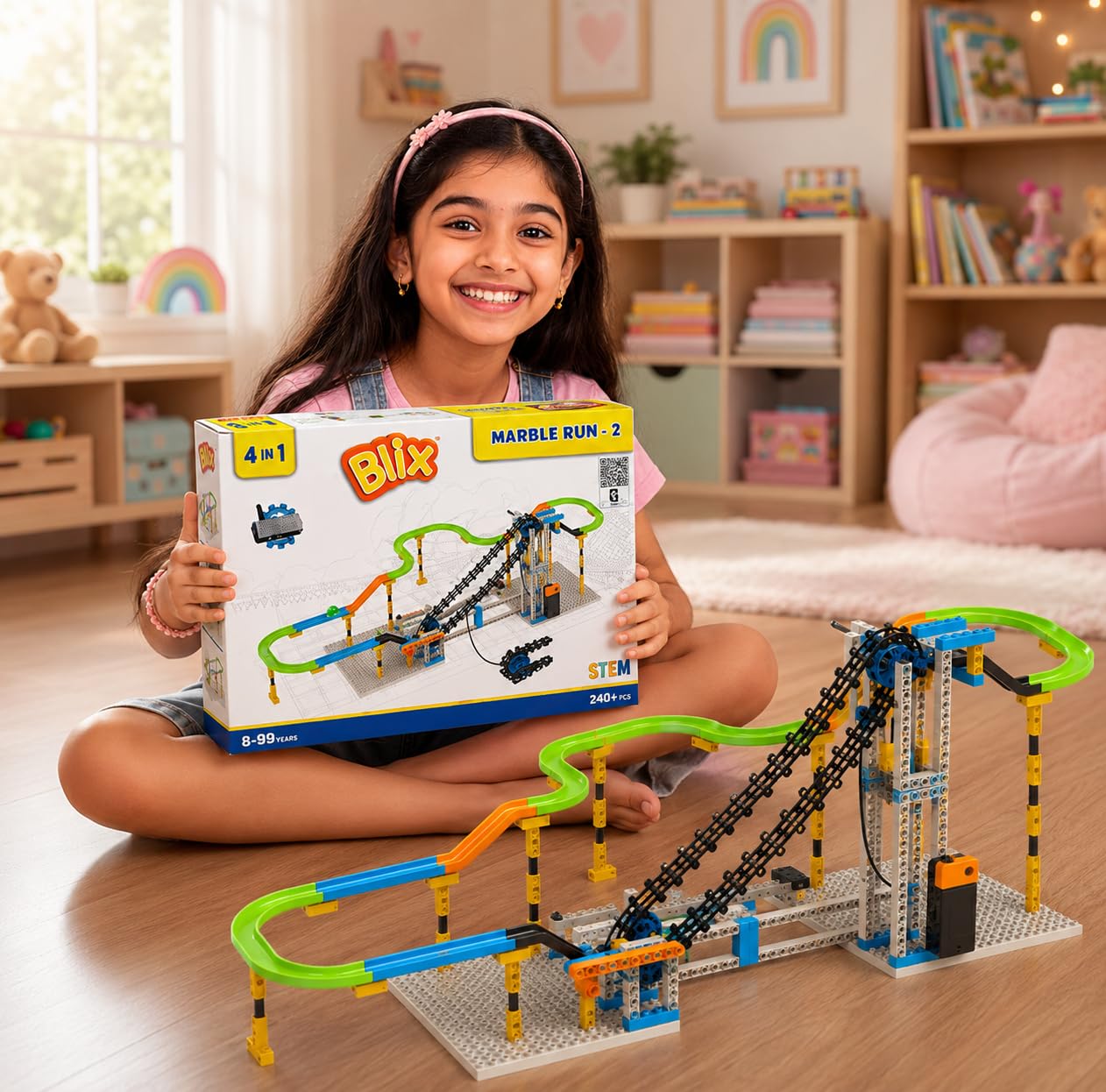 Blix Marble Run 2 | Motorised Conveyor, 4+Models, Age-8+, Best Gift for Kids