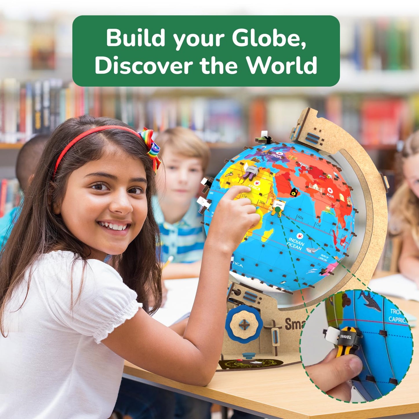 Smartivity Interactive Globe Model for Kids 8-14 Years | Build Your Own Globe with 1000+ Facts on Animals, Monuments & Places | Educational Birthday Gift for Kids