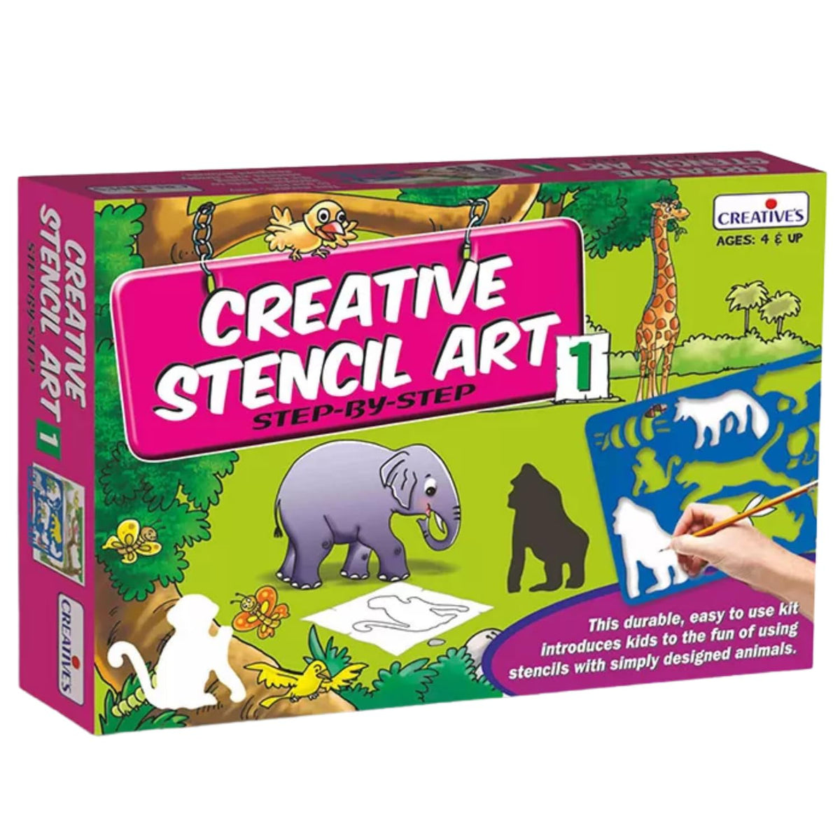 Creative's Stencil Art 1 | Drawing Kit | Educational Preschool Drawing Kit | Animals Drawing Kit | Stencils of Animals Made of Non-Toxic Plastic | Ages-4 & Up