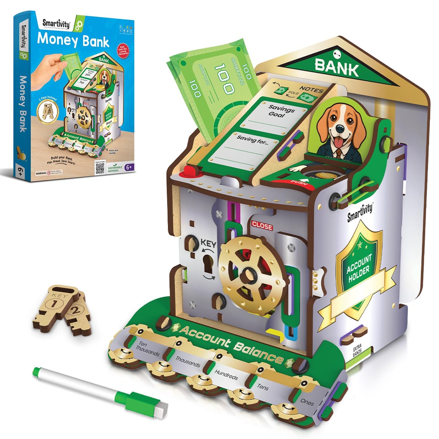 Smartivity DIY Piggy & Money Bank for Kids 6-12 Years | Smart Locking System with 2 Keys | Builds Savings Skills | Birthday Gift for Boys & Girls Ages 6-12 Years