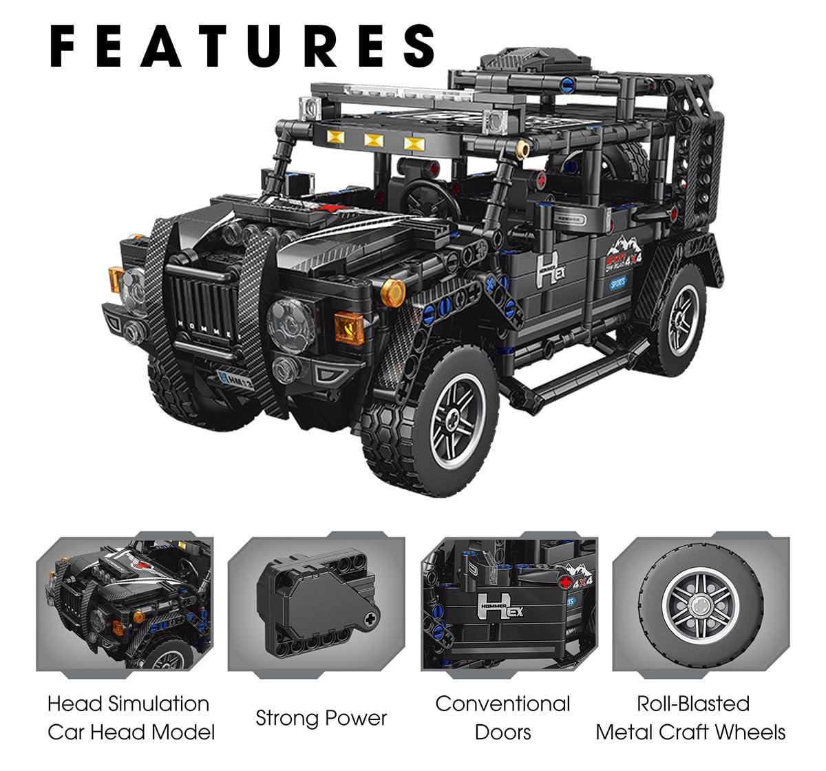 1:14 DIY Blocks Pull-Back Car – Jeep | Big Pull Back Cars | STEM Learning: Learn About Energy Conversion | Educational Toy for Kids 8+
