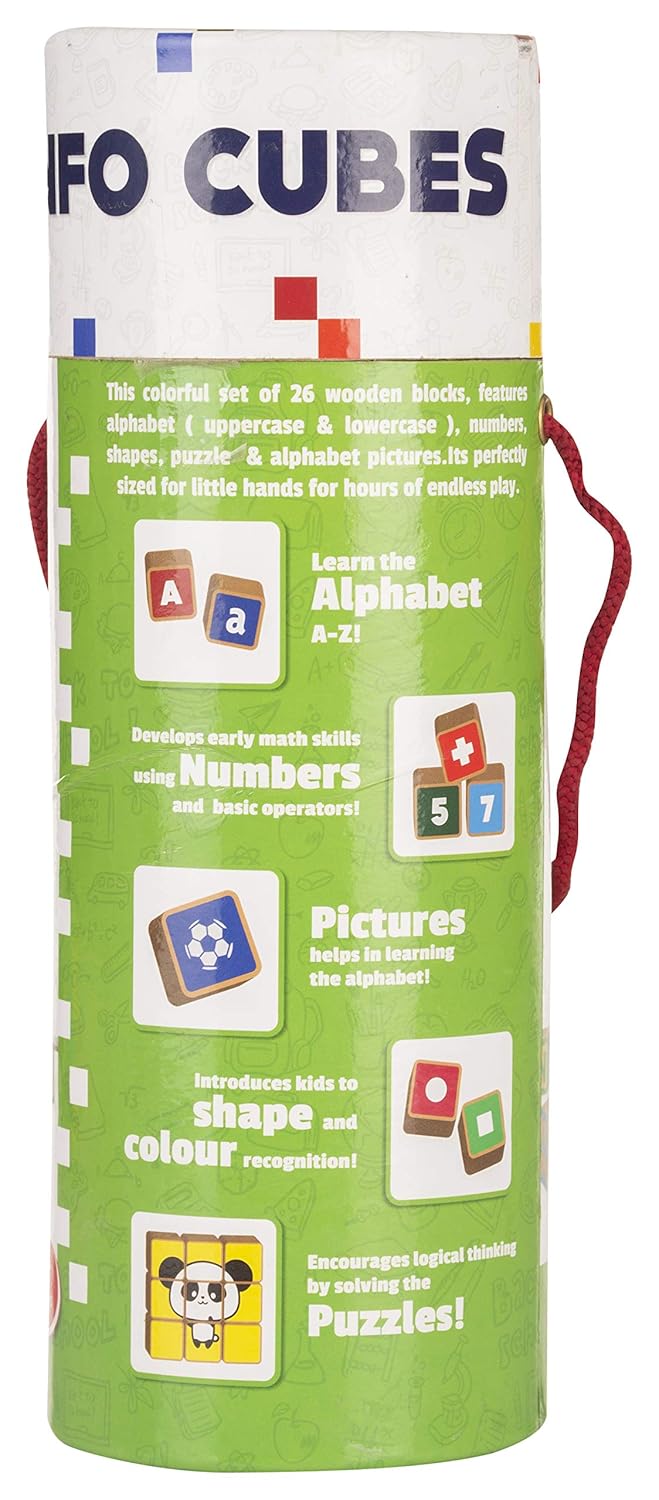 Giggles Funskool Info Cubes, Educational Learning Blocks with Alphabet, Numbers, Colors, Shapes & Picture Puzzle, Development Toy for Kids, Preschool Activity Set, Gift Set for Kid, Ages 3+ Years