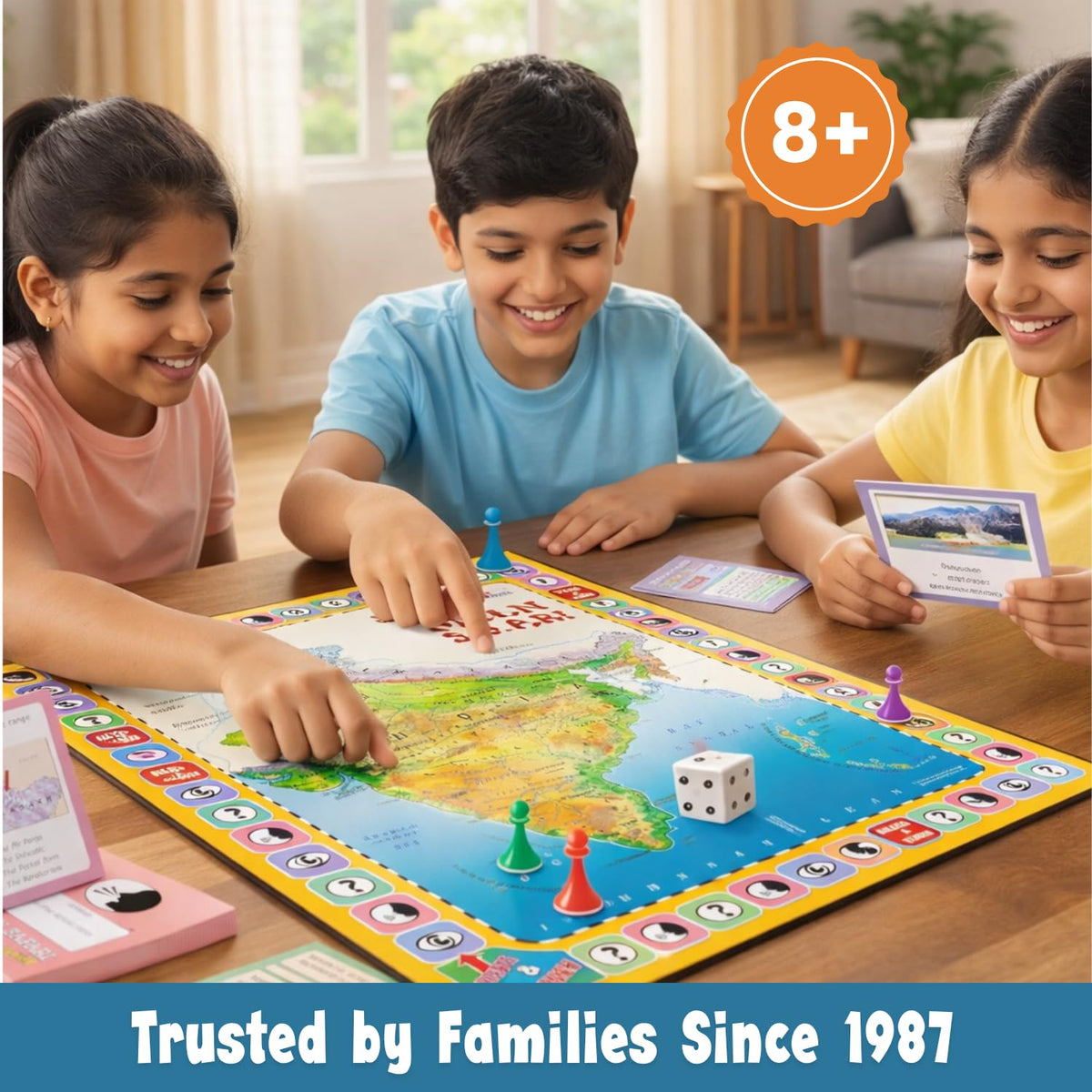 Creative's Indian Safari Junior, Geography Board Games for Kids Age 8+ Educational India Quiz Game, Learn Indian States, Capitals, Monuments & General Knowledge Screen Free Board Game for Family Night