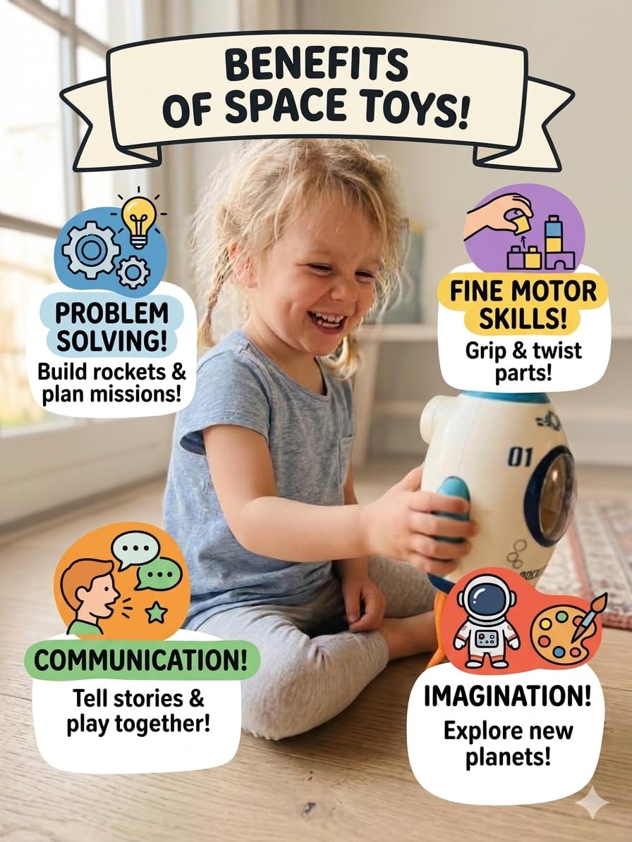 Space Rocket Toy with Mist Spray, Lights and Music for Kids
