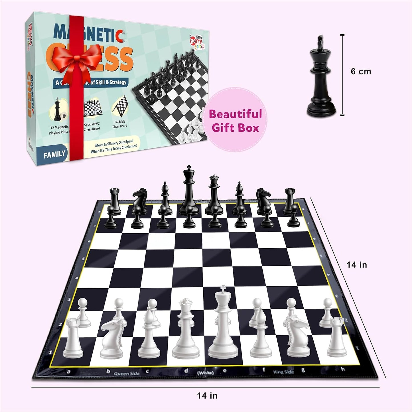 Magnetic Chess Board Game Set for Kids & Adults | Educational & Foldable Chess Board (14" x 14") | Travel Board Game Toys | Perfect for Gifting | Strategy & Mind Game for Kids