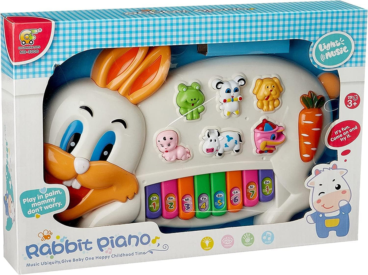 HK Toys Musical Rabbit Piano Toy with Flashing Light & Sound for Kid, Early Development Musical Toy- Assorted (Pack of 1)