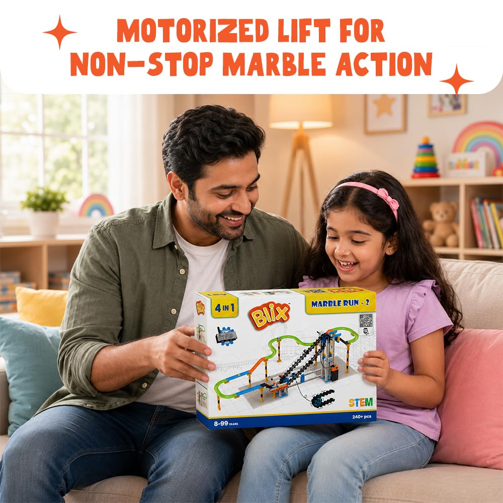 Blix Marble Run 2 | Motorised Conveyor, 4+Models, Age-8+, Best Gift for Kids