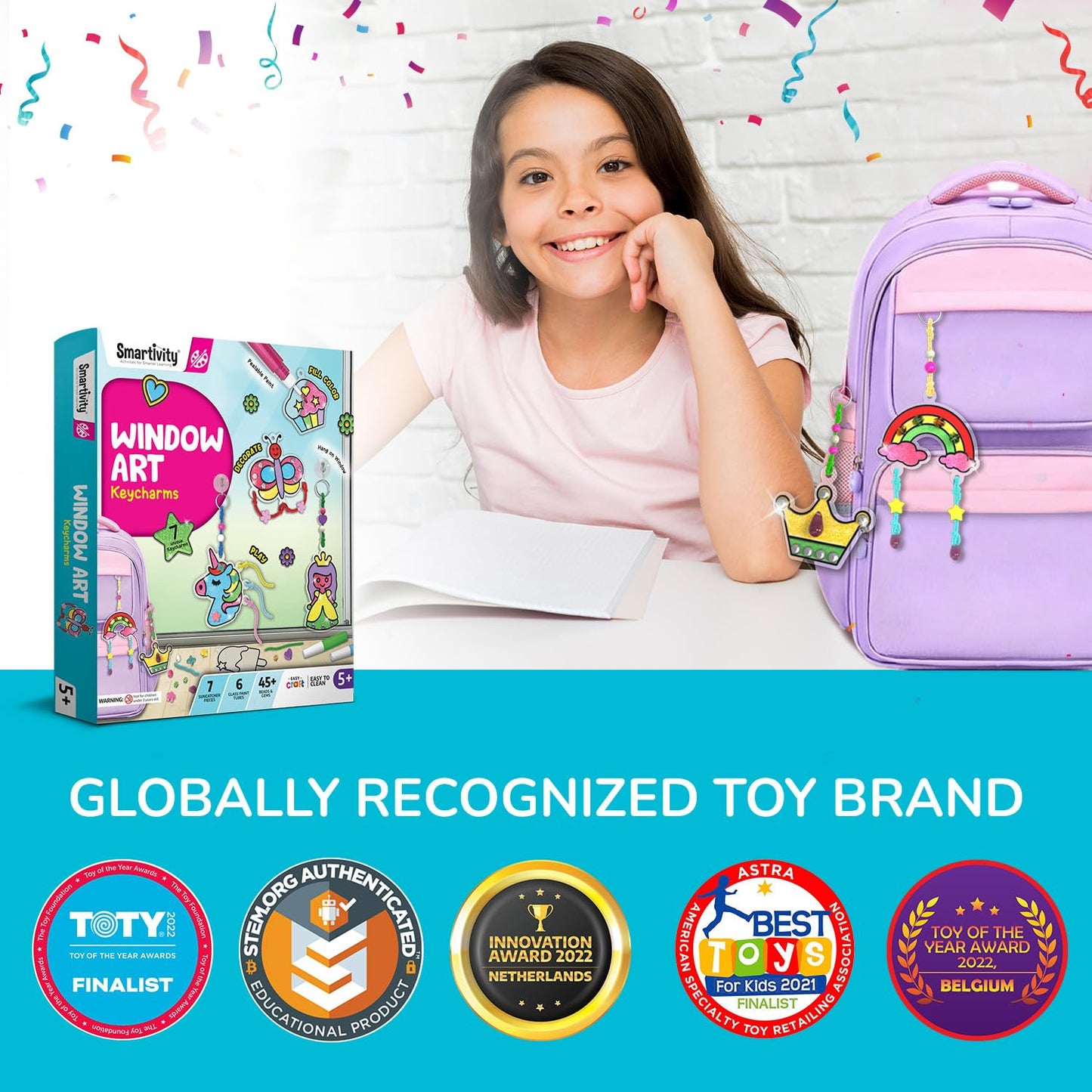 Smartivity Window Art Keycharms Glass Painting Kit for Girls 5-10 | Create Princess, Unicorn, Rainbow & Butterfly Sun Catchers | Craft Activity | Birthday Gift for Girls 5-10