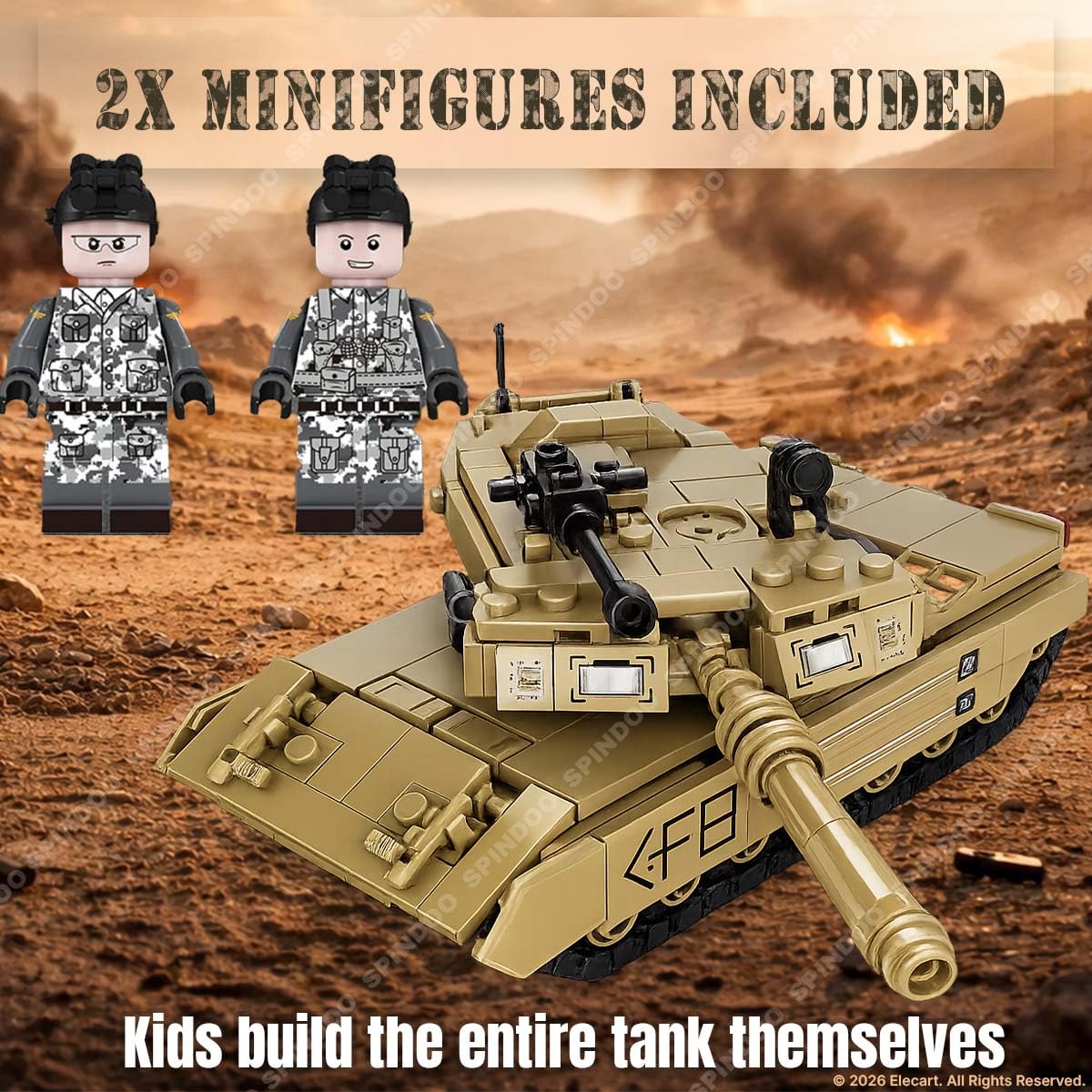 406 PCS Military M1A2 Main Battle Tank Building Block Set | Army Weapon Tank Model Brick Toy | Compatible Construction Bricks | Educational DIY Building Toy Gift for Kids Boys