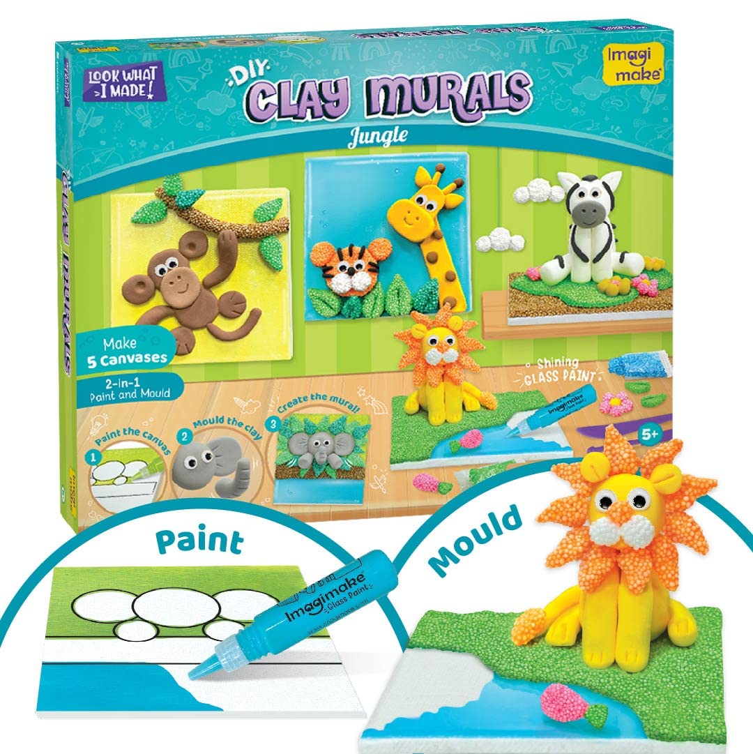 Imagimake Summer Crate - Educational & Creative Toys - Glass Painting, Clay Stickers, Puzzles, Paper Crafts, Clay Modelling - Age 5 Years & Above