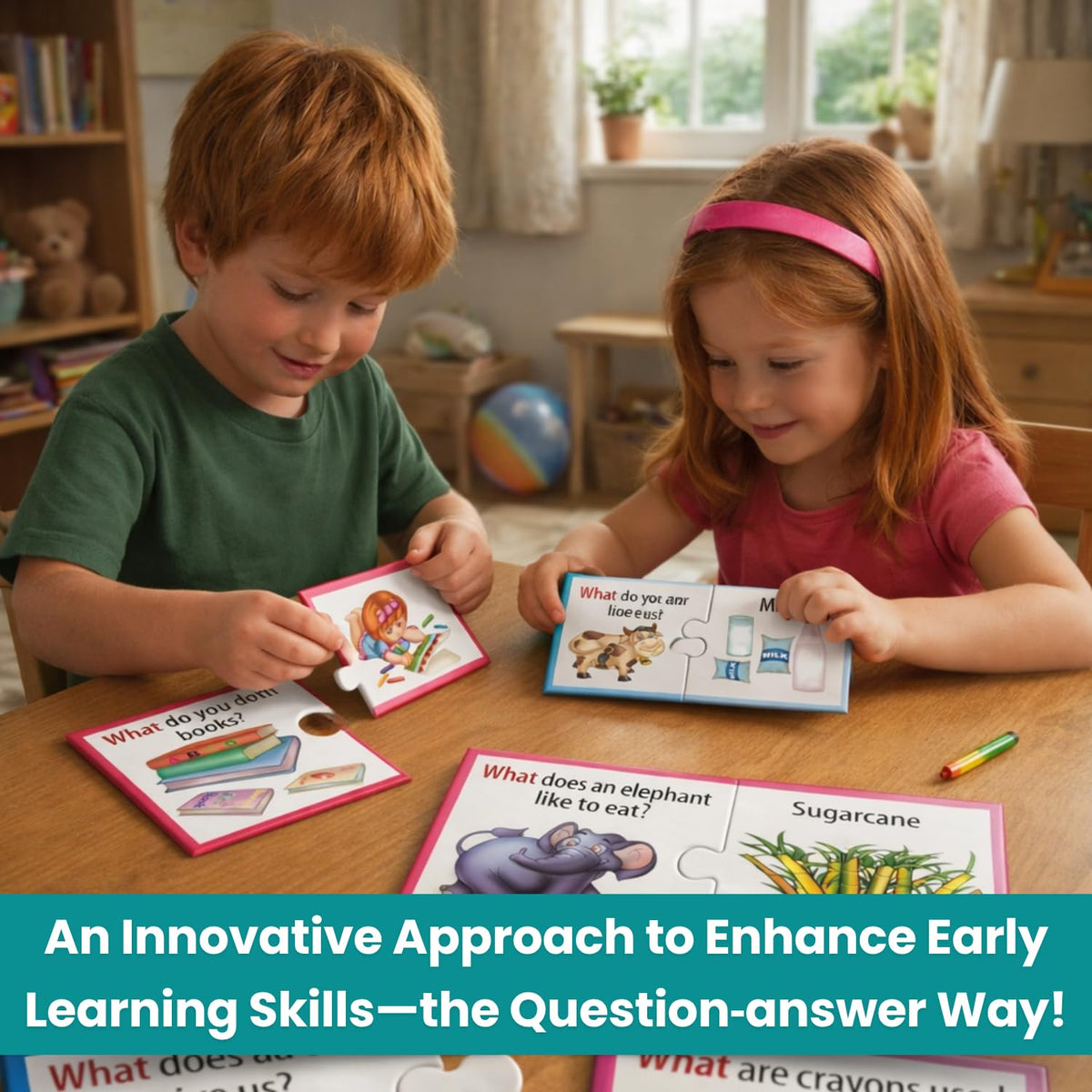 Creative's Wh Questions Series - Let's Find Out - What? | 27 Self-Correcting Question & Answer Match-Up Puzzles | Early Reading, Vocabulary & Language Development Educational Toy for Kids Age 4+