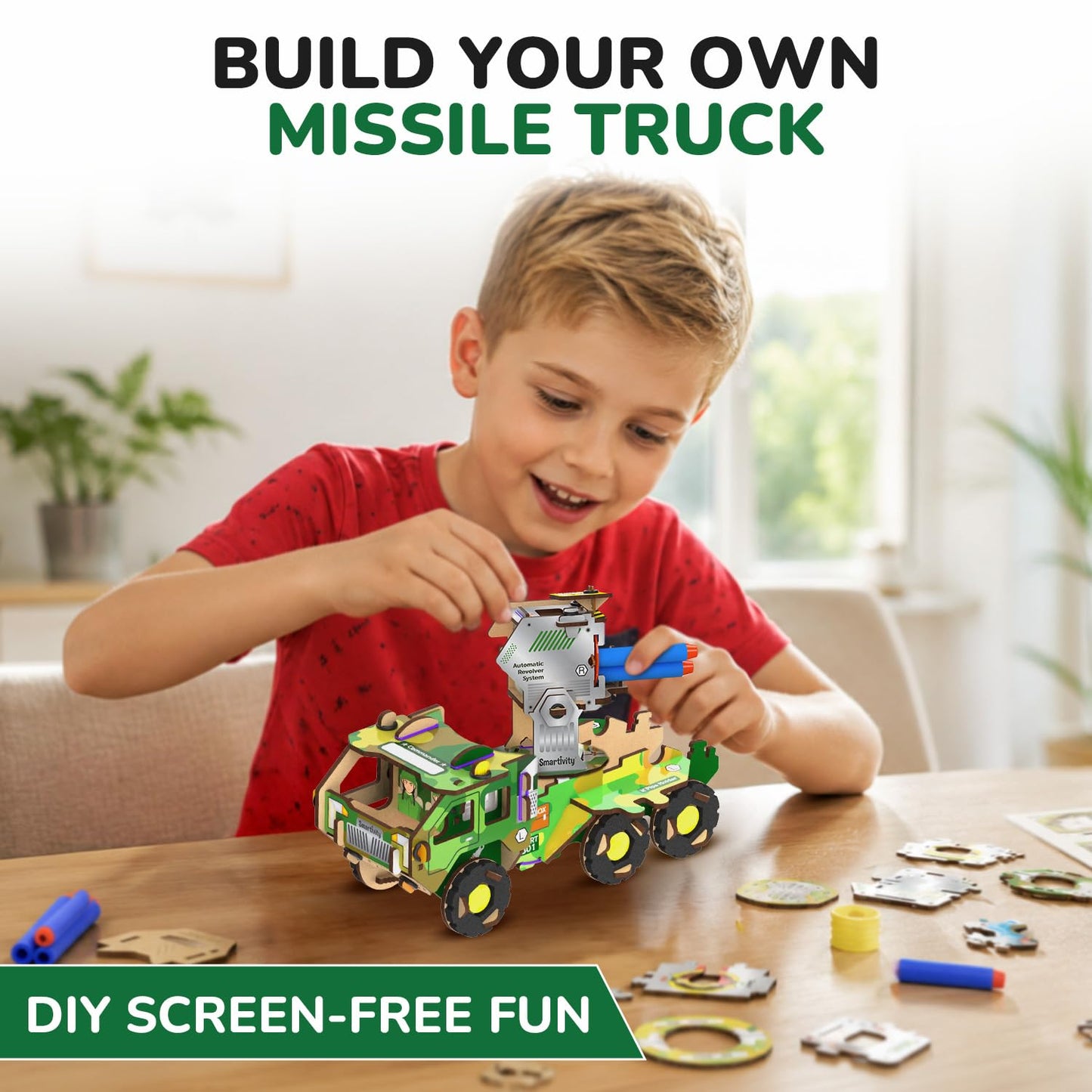 Smartivity DIY Military Vehicle Truck Toy for Kids 8-14 Years | Build Your Own Military Vehicle | Air-Powered Rotating Launcher | Birthday Gift for Boys & Girls 8-14 Years