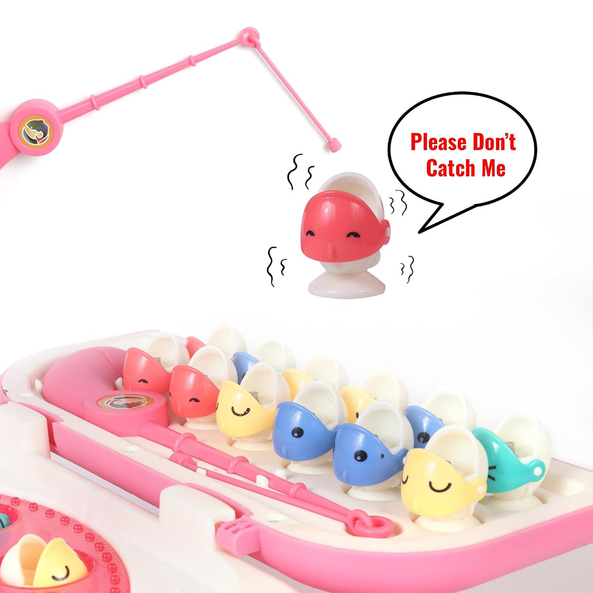 popsugar Rechargeable Magnetic Fishing Game | C-Type Charging | Music & Lights | Best for Gifting | Made in India,U23, Pink,U23, Pink