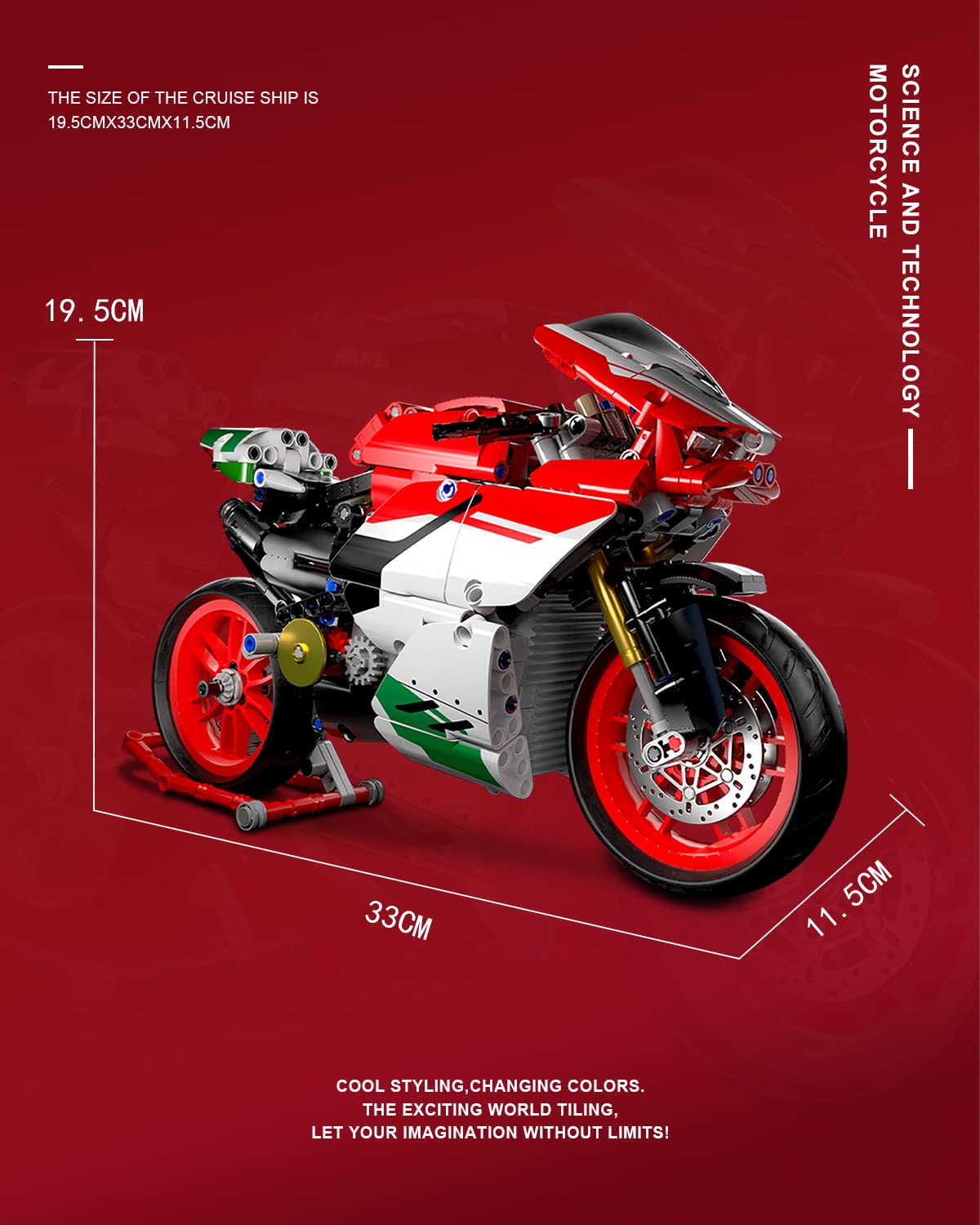 dOvOb Motorcycle V4 Model Building Blocks Set, 803 Pieces, 1:5 Scale, Compatible with Major Brands, Ages 12+