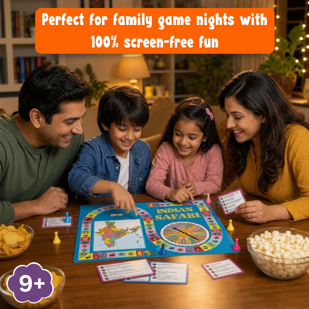 Creative's Indian Safari, Educational Geography Board Games, India Map, States, Capitals & General Knowledge Quiz Game, 450 Questions & Answers, Family Learning Game, 2-6 Players for Kids Age 9+