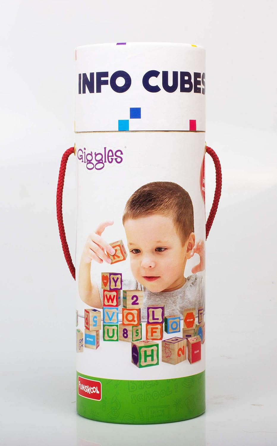 Giggles Funskool Info Cubes, Educational Learning Blocks with Alphabet, Numbers, Colors, Shapes & Picture Puzzle, Development Toy for Kids, Preschool Activity Set, Gift Set for Kid, Ages 3+ Years