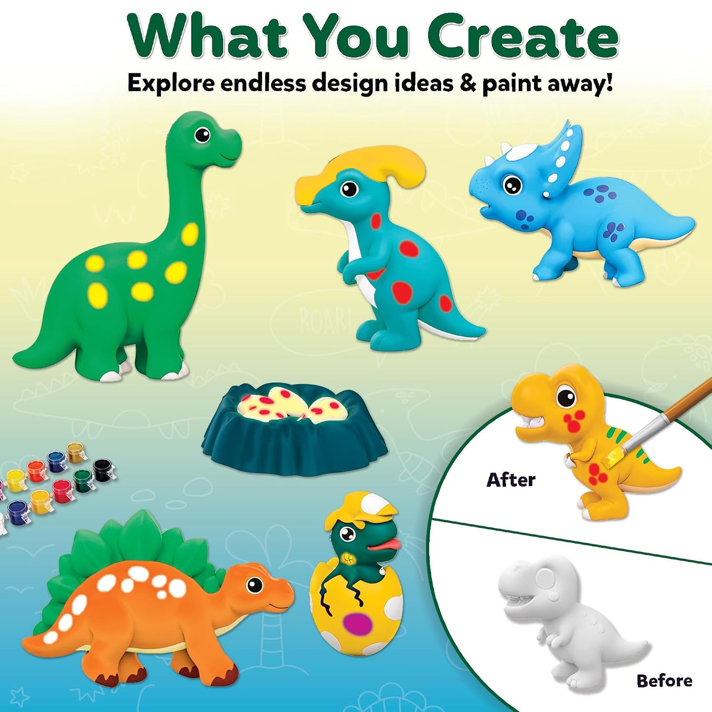 Little Berry DIY Mould and Paint Kit for Kids: Dinosaurs Craft Kit | Make 6 Glow in The Dark Fridge Magnets | Painting Art & Craft Set for Girls & Boys 3-10 Years | DIY Kit for Kids | Gifting Toys